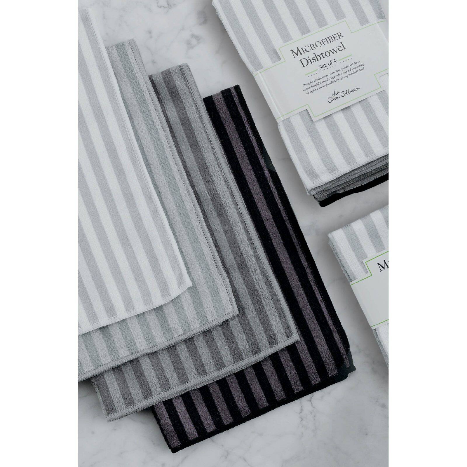 DII® Gray Striped Microfiber Towel Set