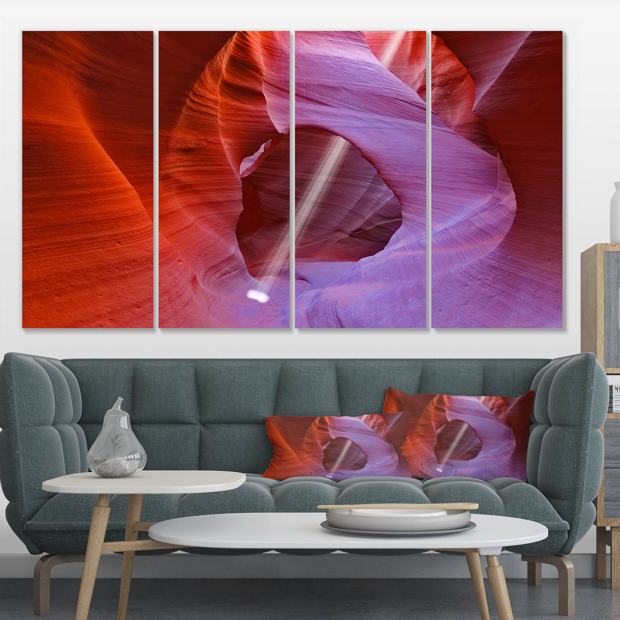 Designart - Red Orange Antelope Canyon - Landscape Photo Canvas Art Print