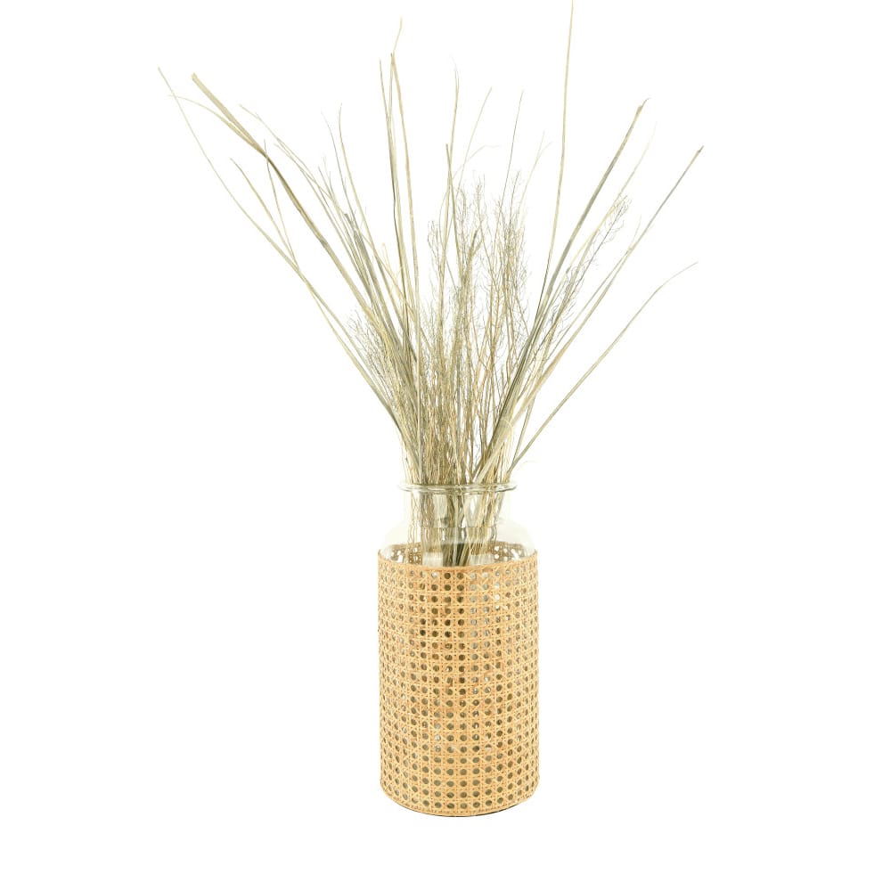 Hello Honey® Bloomingville Clear Glass Vase with Woven Natural Cane Sleeve