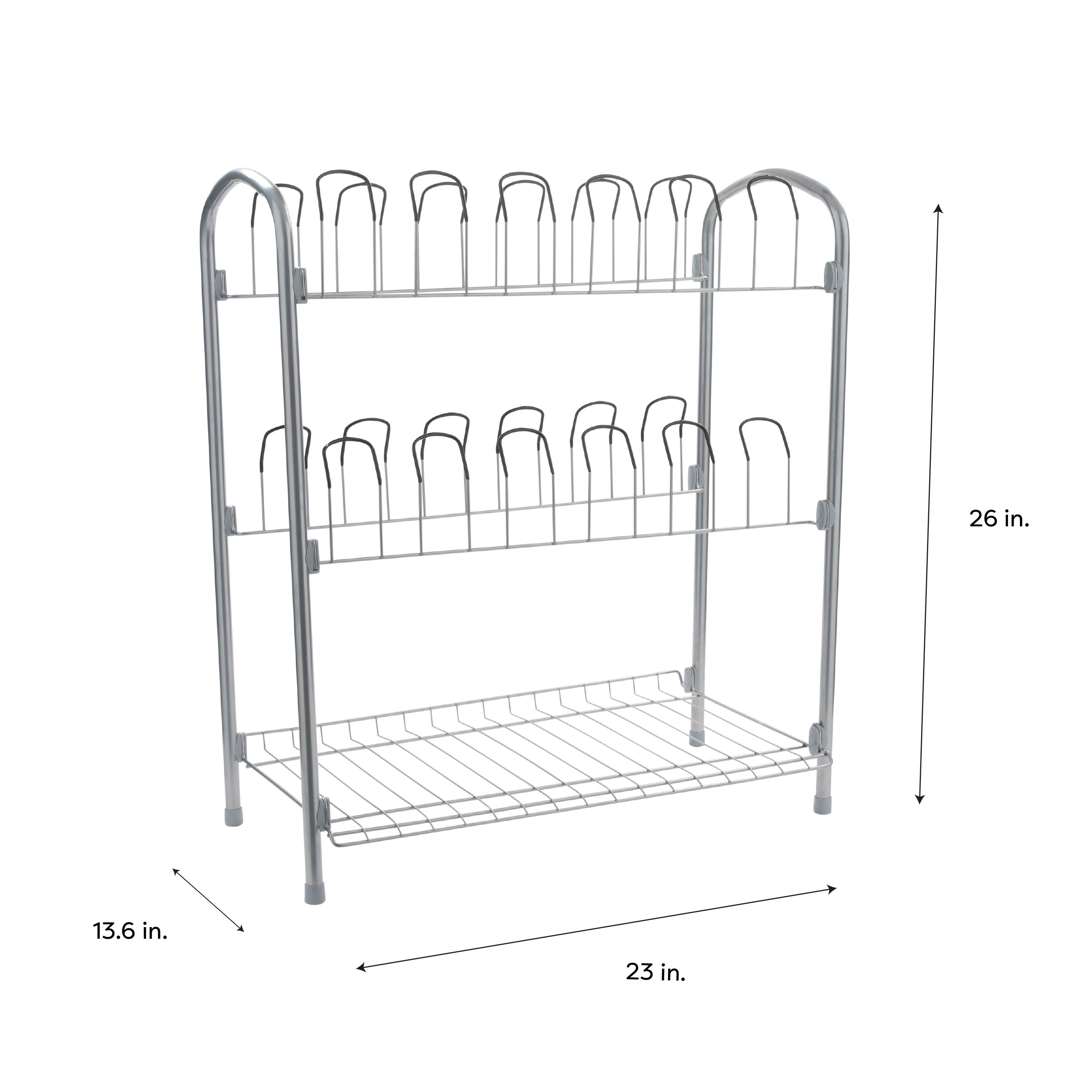 Organize It All 12 Pair Floor Shoe Rack With Shelf
