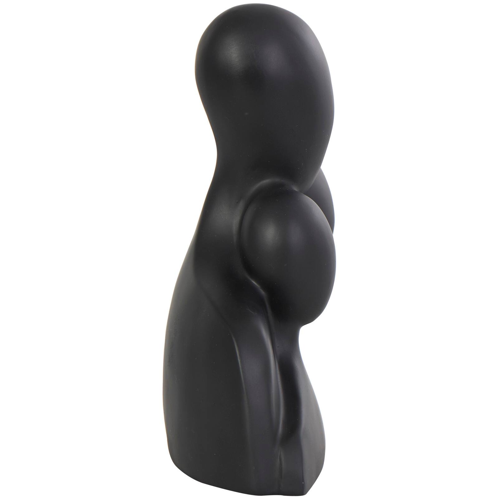 11&#x22; Black Polystone Abstract Nesting Family 3-Head Sculpture