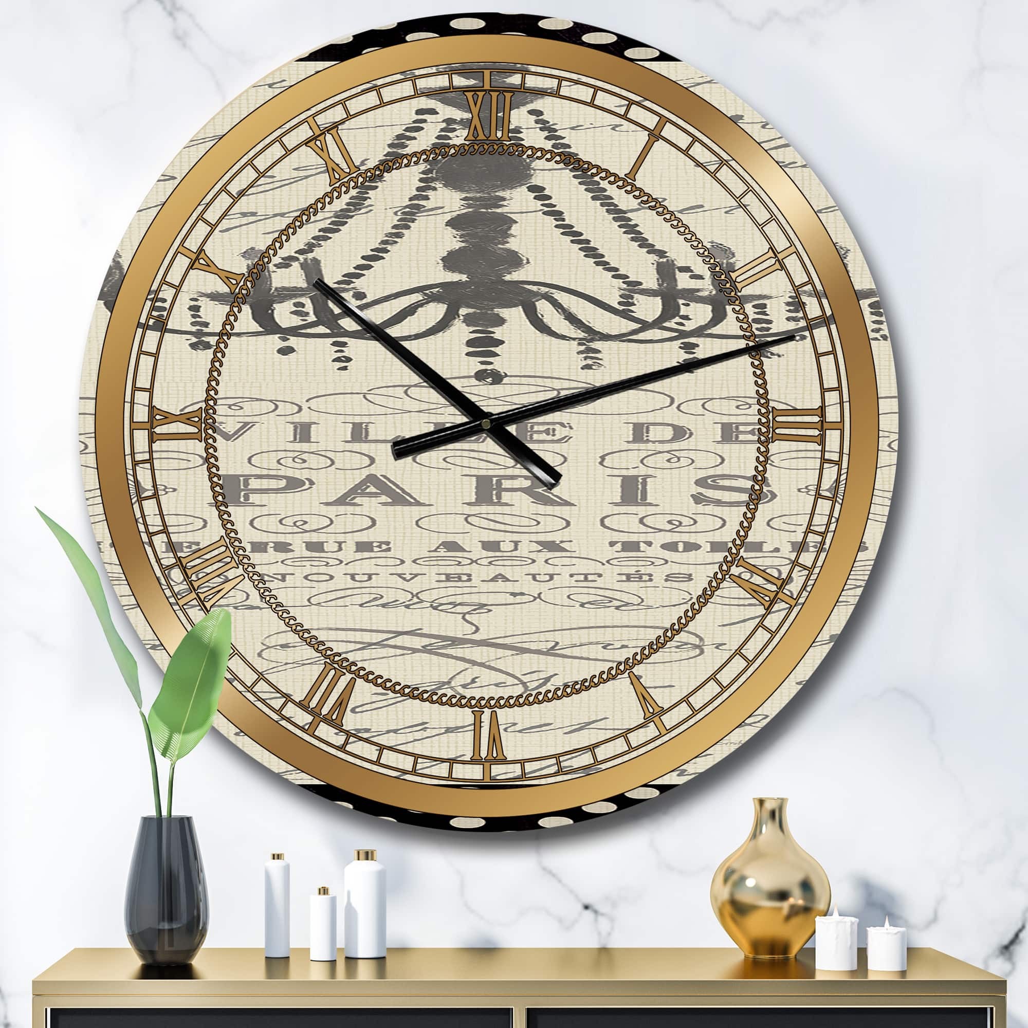 Designart French Chandeliers Couture I Glam Wall Clock