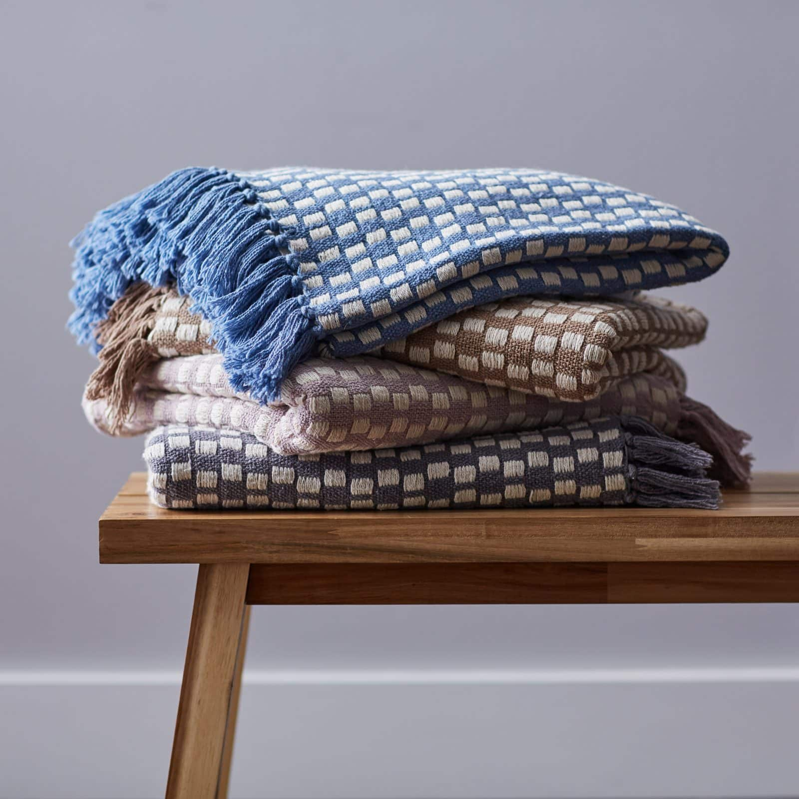 DII&#xAE; Dusty Lilac Urban Check Throw