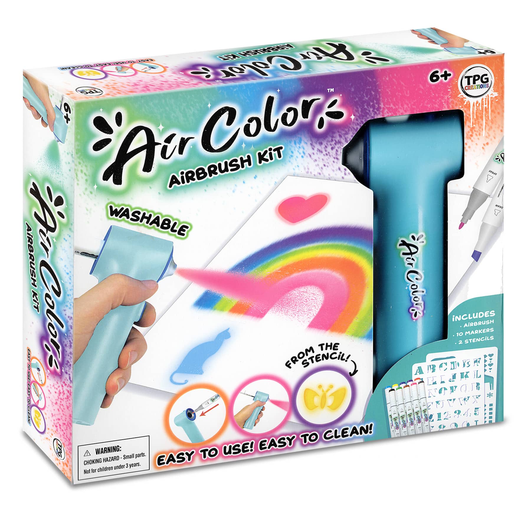 TPG Creations Aircolor Airbrush Kit with Markers & Stencils
