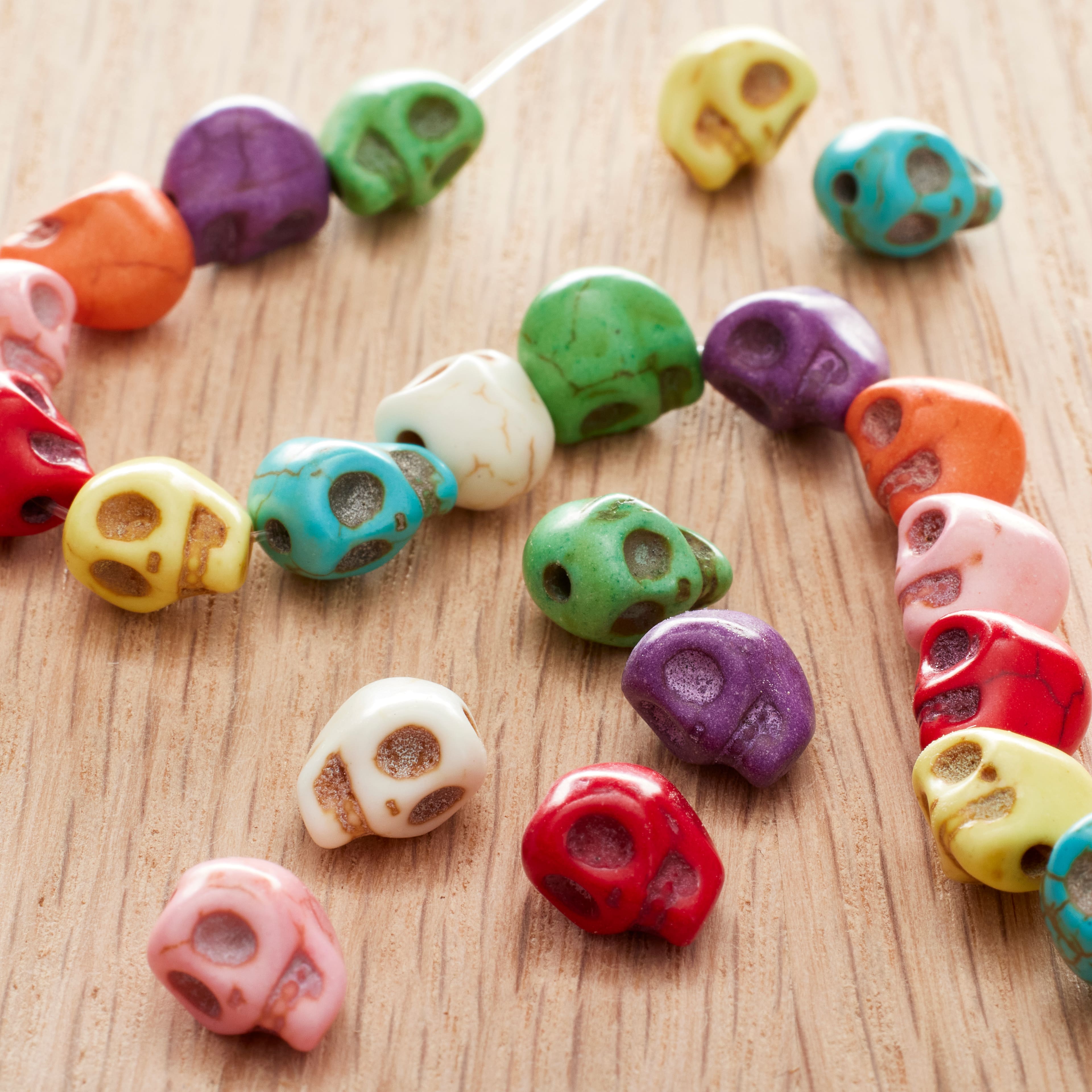 12 Pack: Colorful Reconstituted Skull Beads, 8mm by Bead Landing&#x2122;