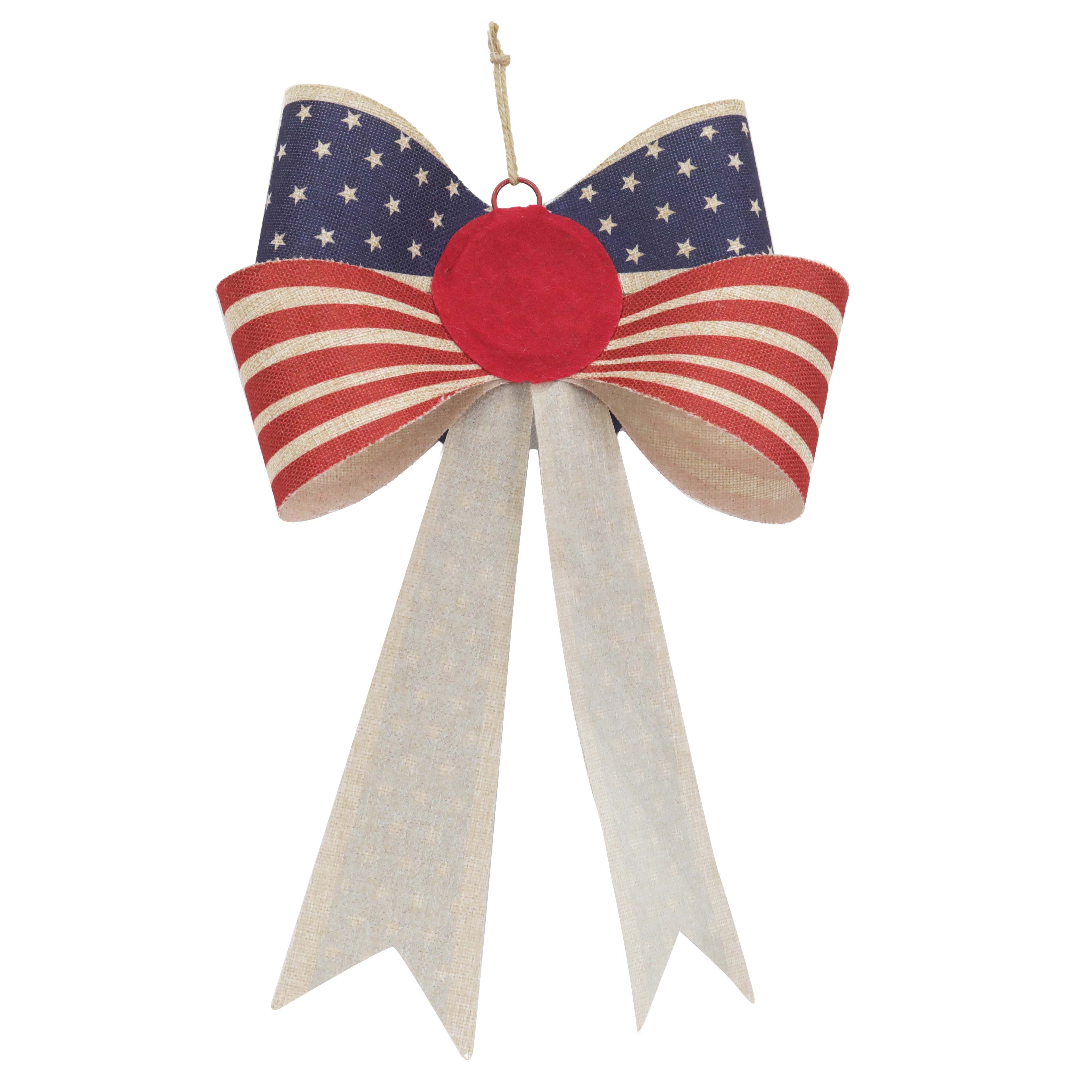 16&#x22; Patriotic Faux Burlap Bow Wall D&#xE9;cor by Celebrate It&#x2122;