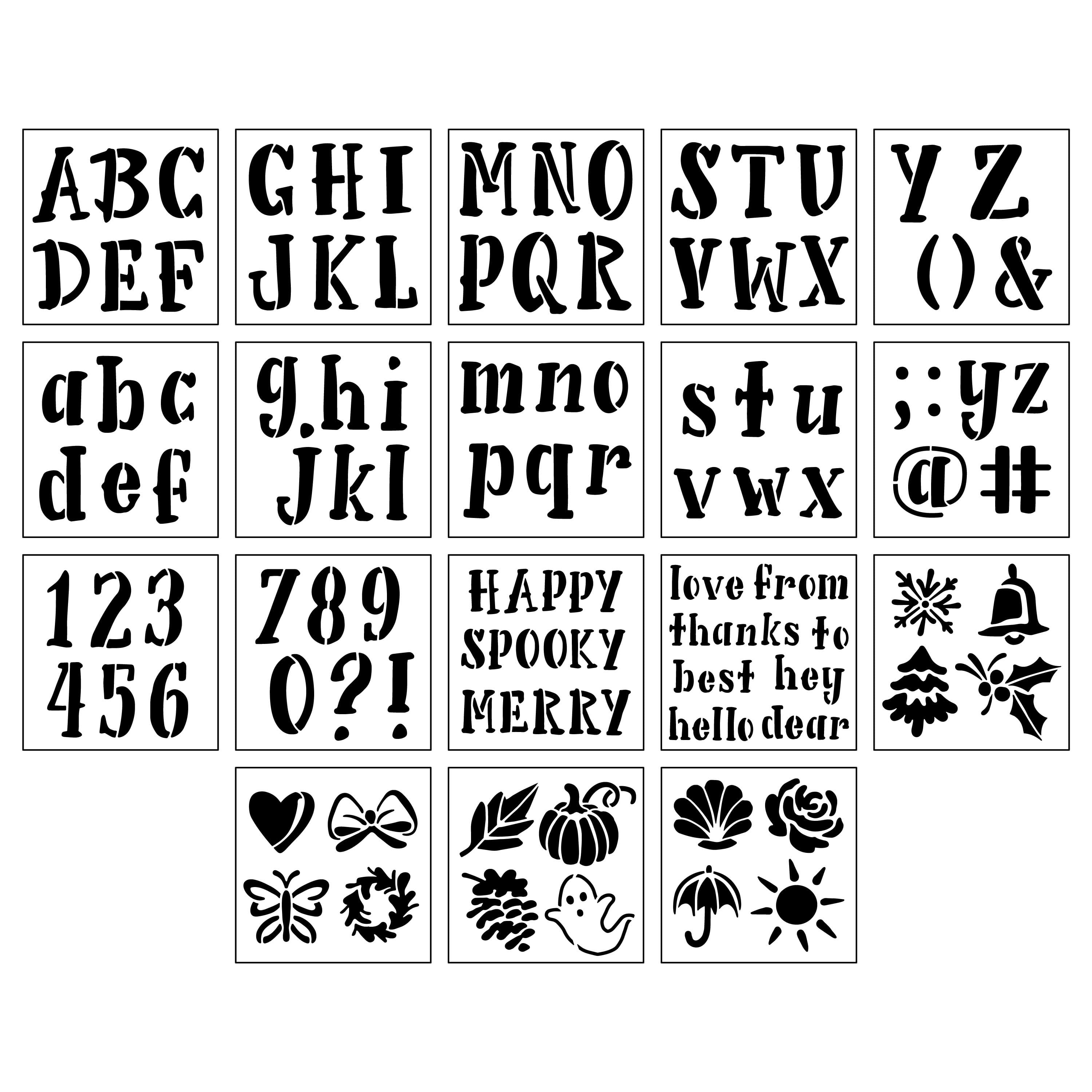 6 Pack: Alphabet Handlettered Serif Stencils, 12" x 12" by Craft Smart®