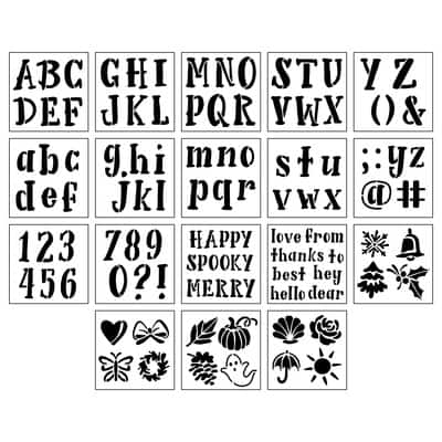 Alphabet Handlettered Serif Stencils, 12