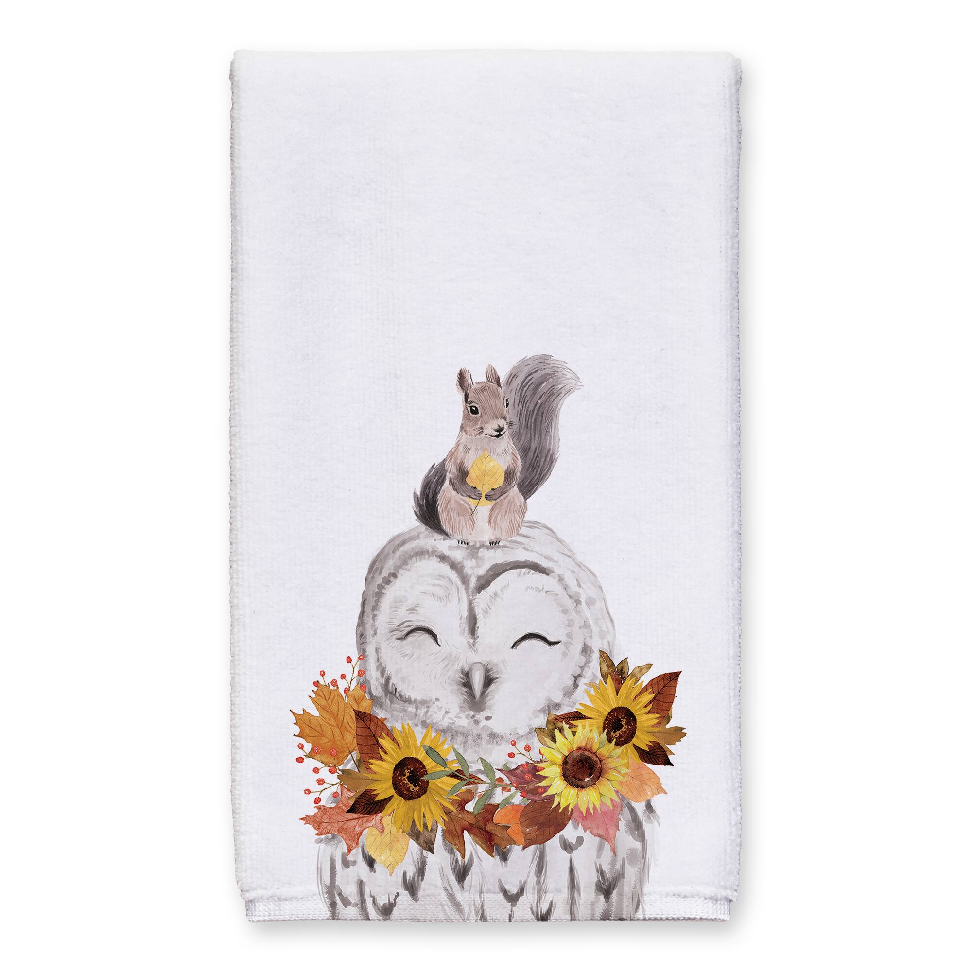 Owl And Squirrel Tea Towel, 2ct.