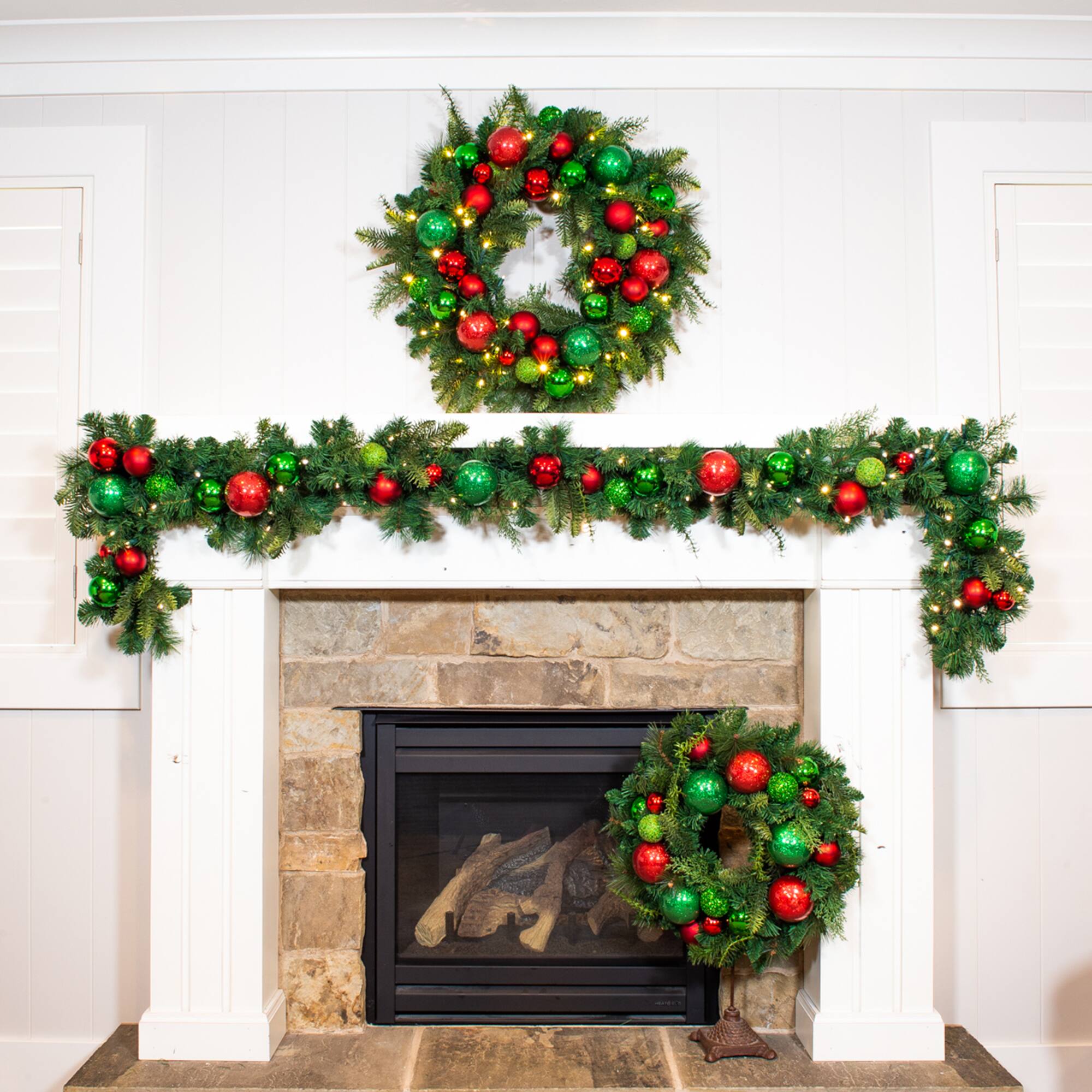 Village Lighting 30" Pre-Lit Christmas Cheer Wreath, Clear LED Lights