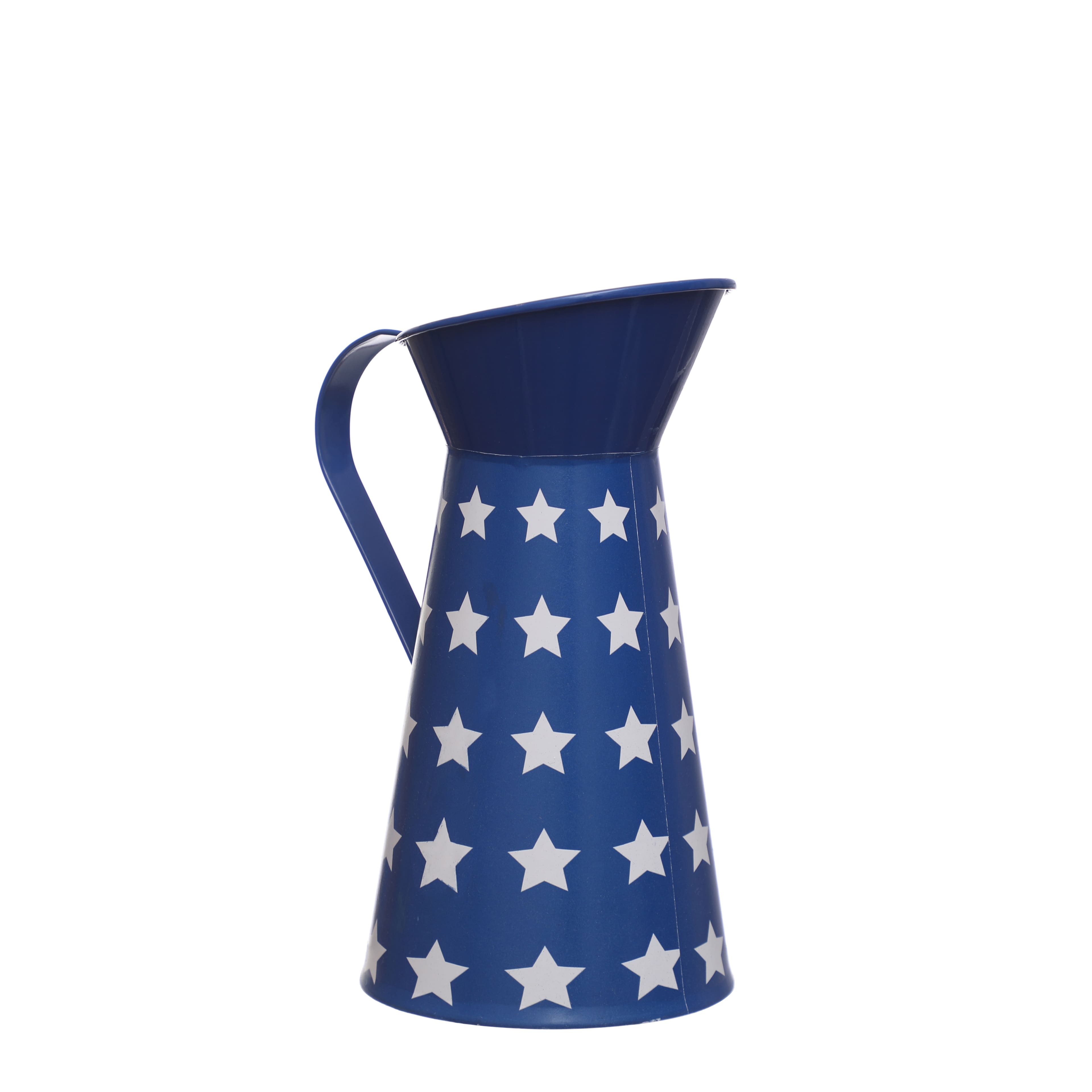 10.5&#x22; Blue &#x26; White Patriotic Stars Metal Pitcher by Celebrate It&#x2122;