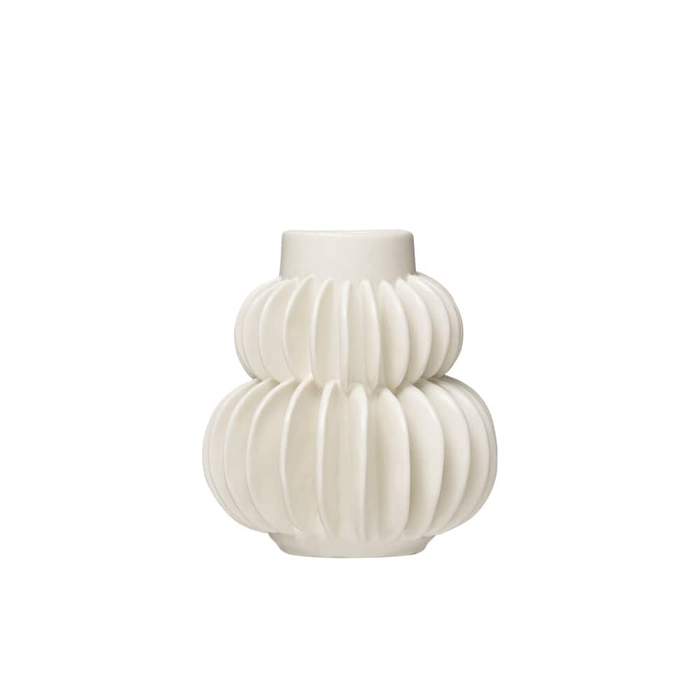 Hello Honey® 5" Handmade Stoneware Vase With Half Circle Pleated Design