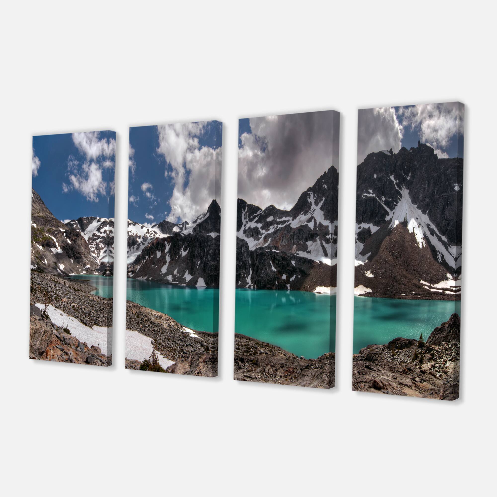Designart - Distant Mountains and Mountain Lake - Landscape Canvas Art Print