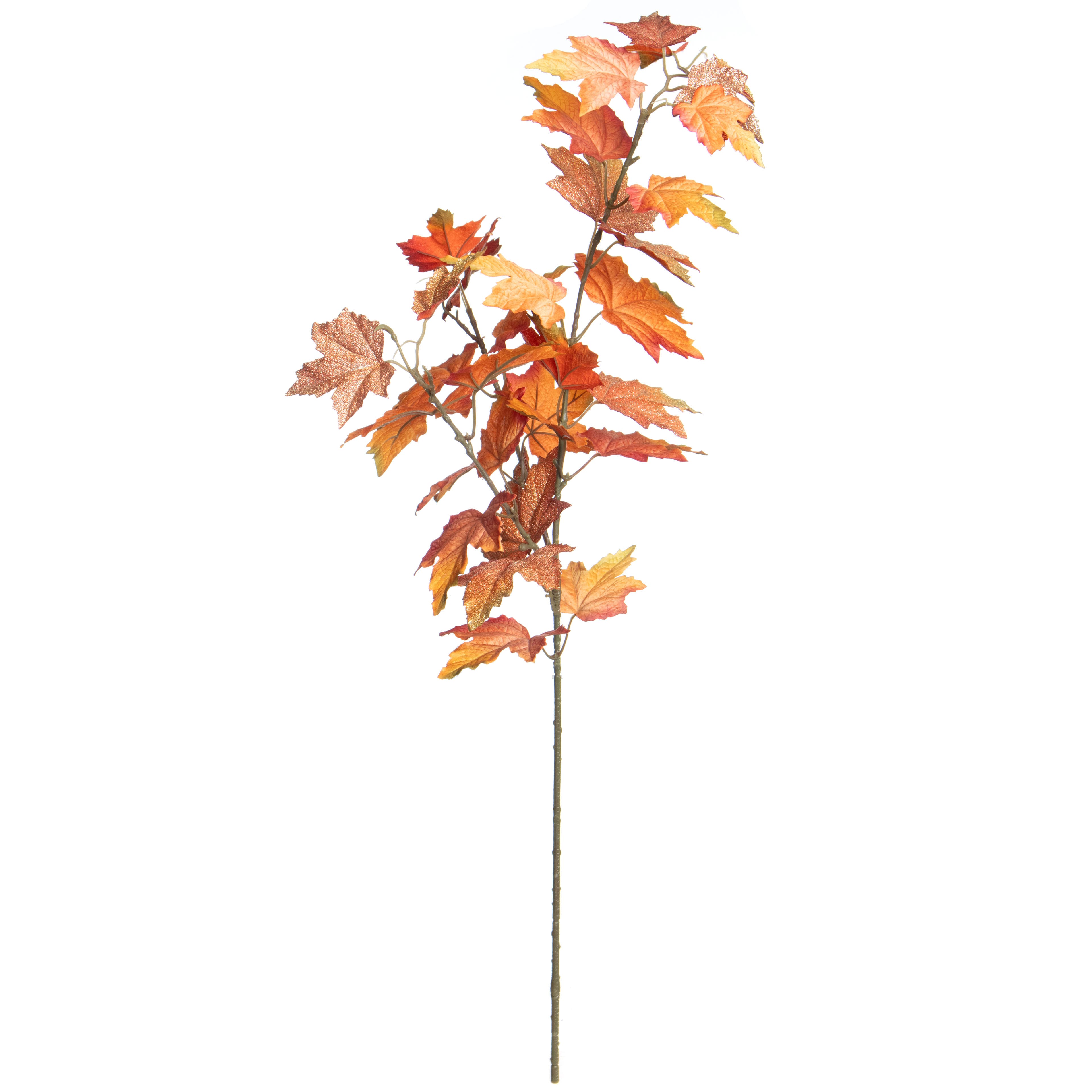 31&#x22; Glitter Orange Maple Leaves Stem by Ashland&#xAE; Fall