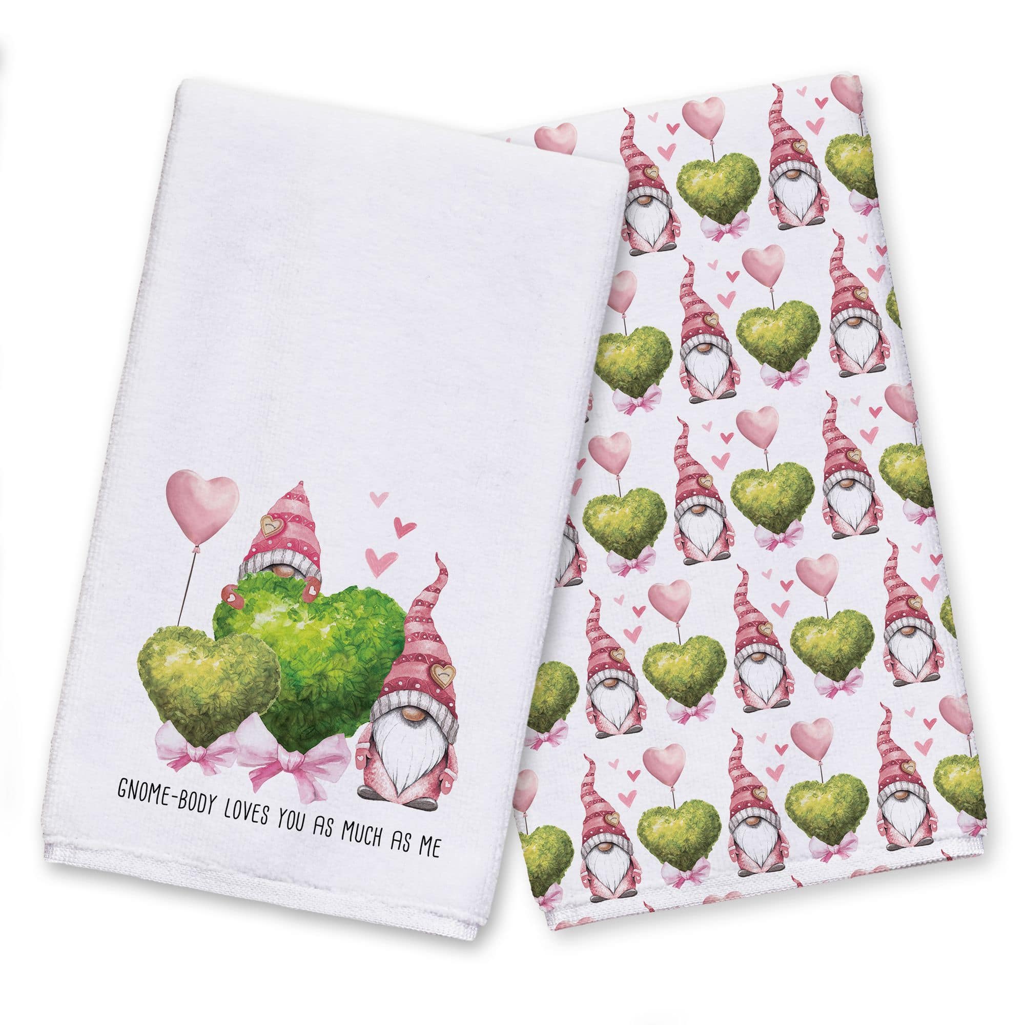 Gnome-Body Loves You as Much as Me Tea Towel - Set of 2