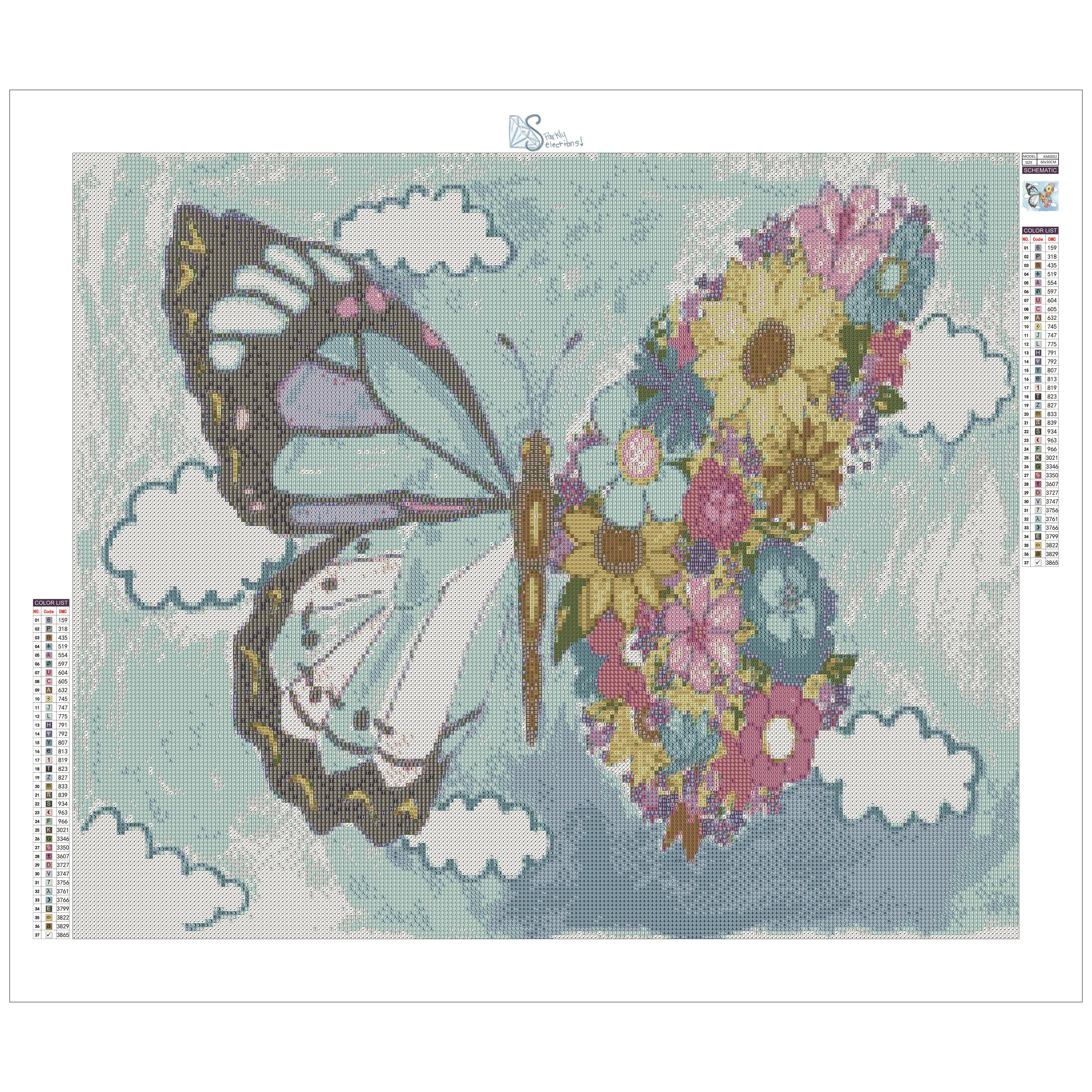 Sparkly Selections Flower Butterfly by Local Utah Artist Kristina M. Diamond Painting Kit, Round Diamonds
