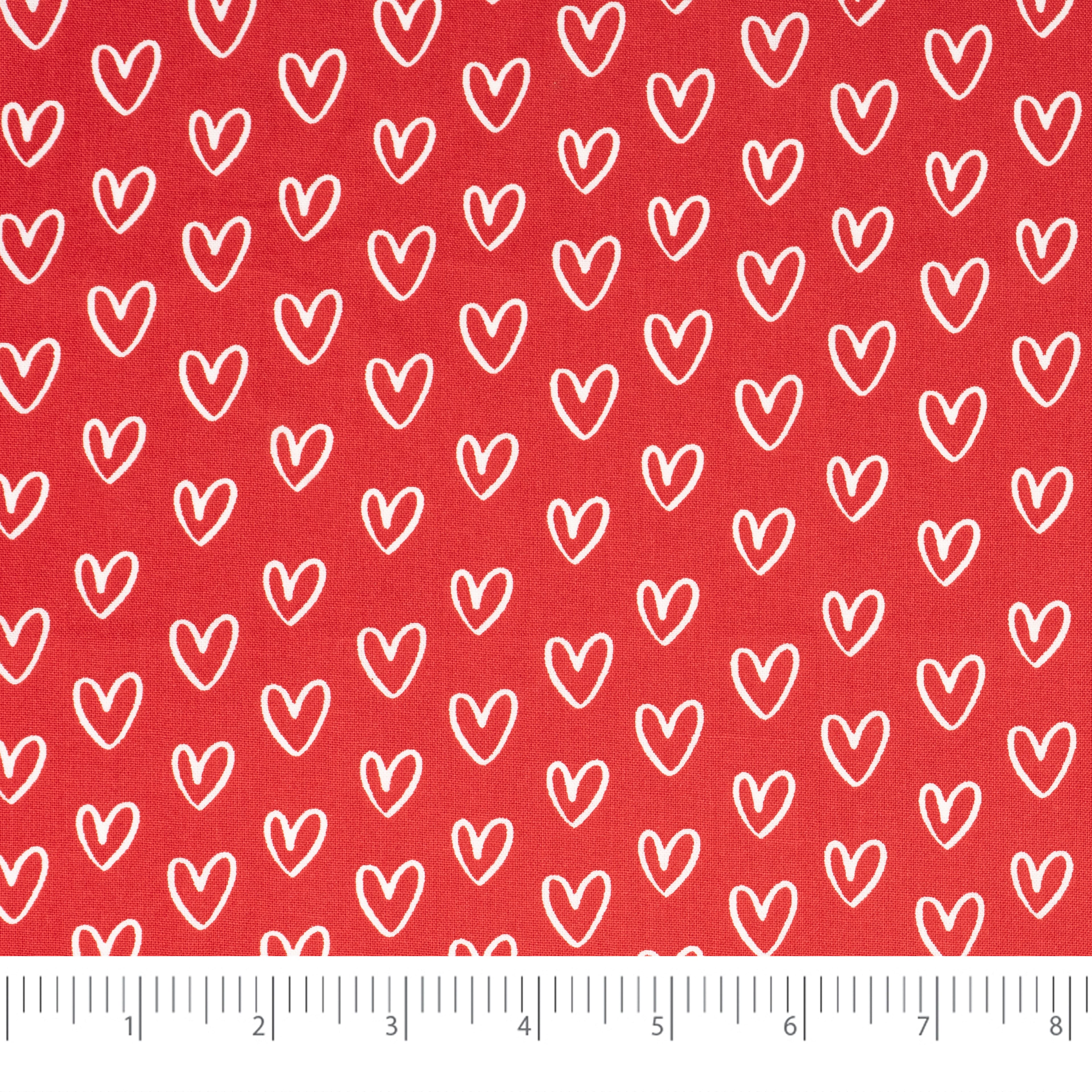 SINGER Red Hearts Cotton Fabric