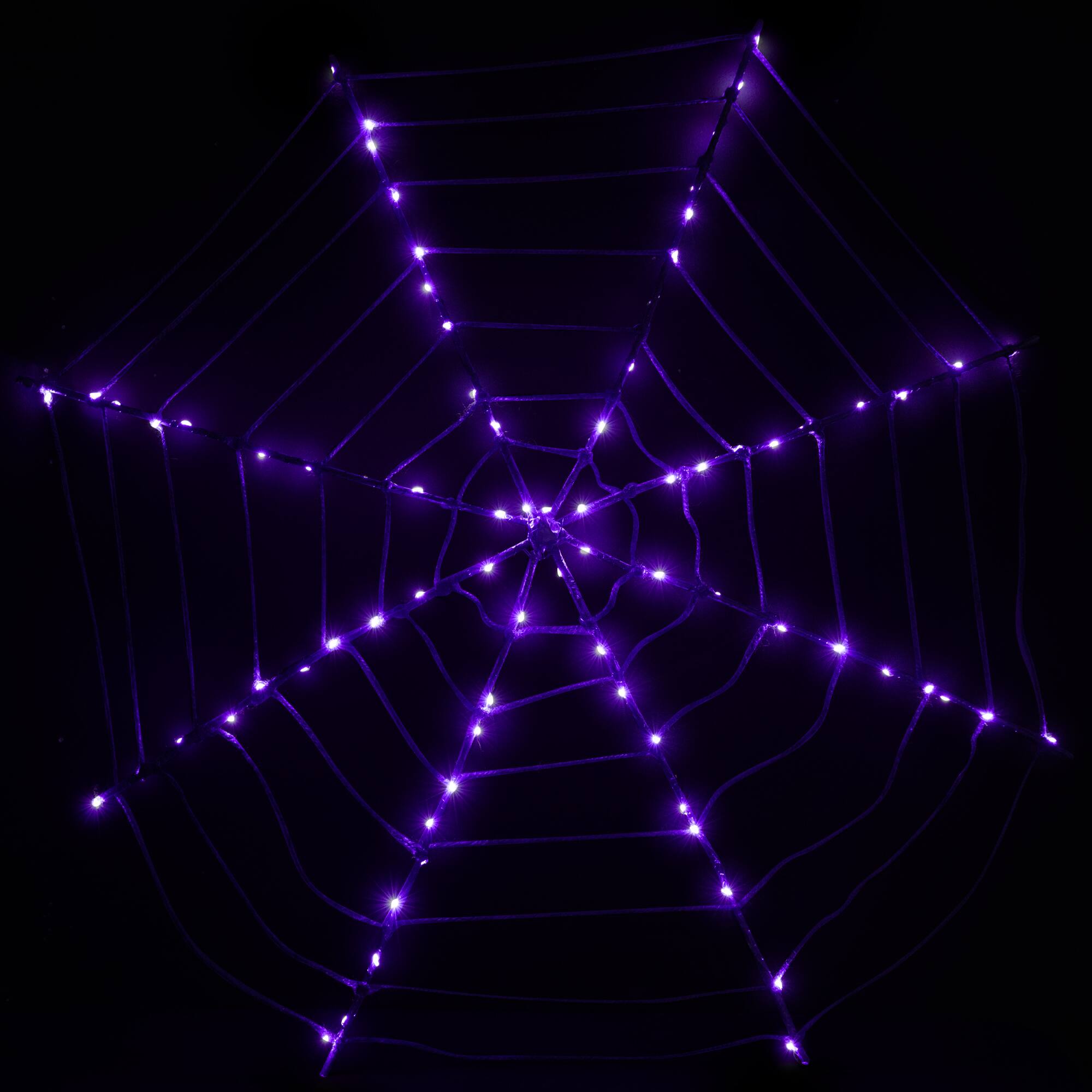 16" Lighted Purple LED Spiderweb Halloween Decoration