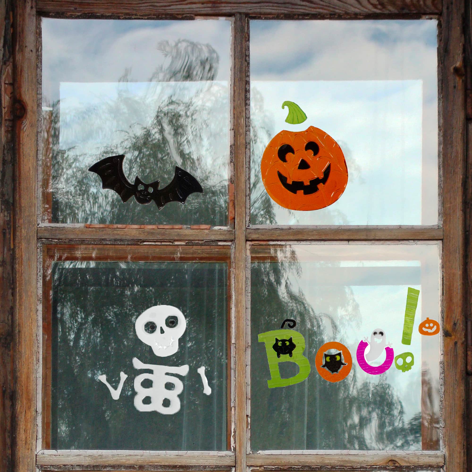 Orange &#x26; Green Boo! Halloween Gel Window Clings