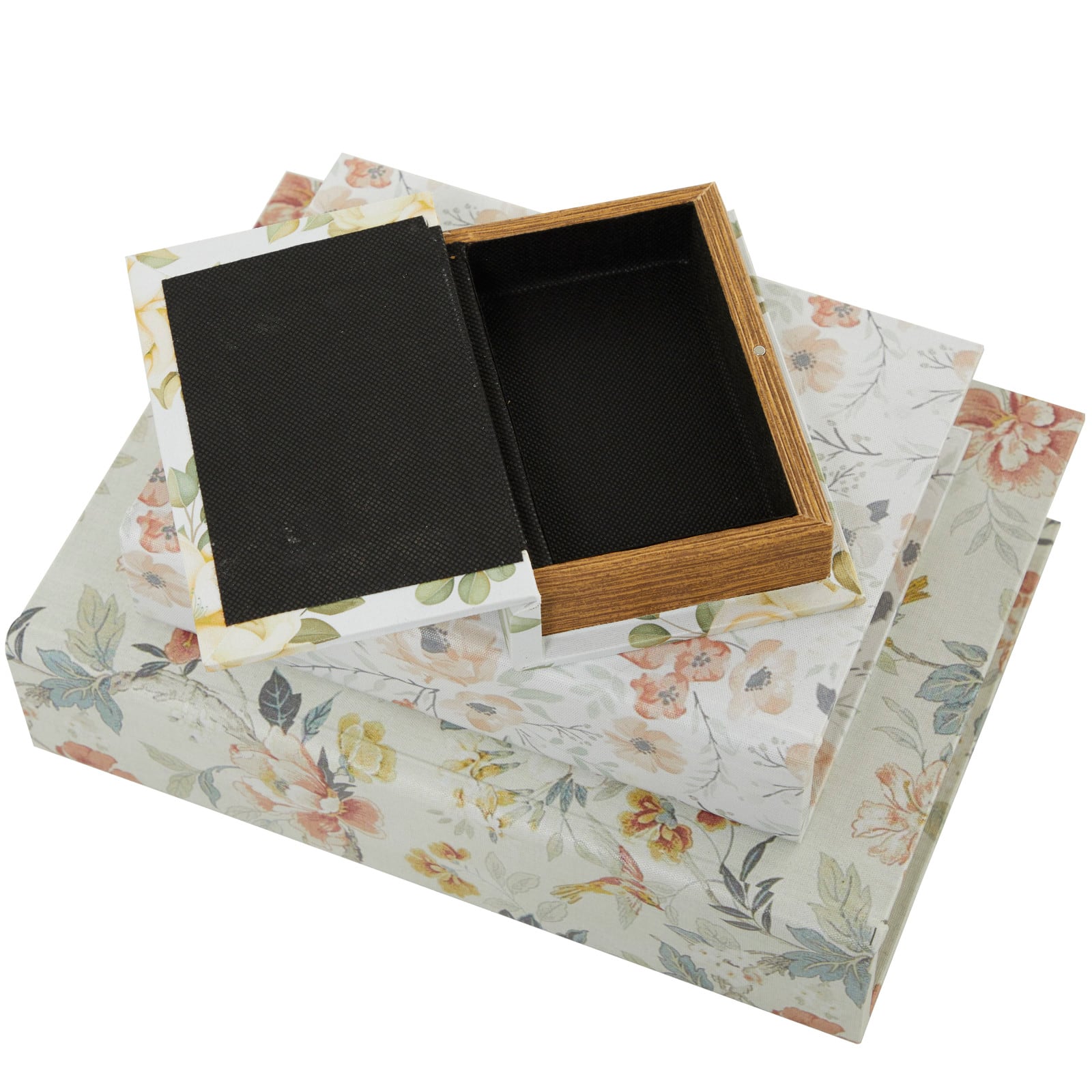 Vintage Floral Canvas Faux Book Box Set