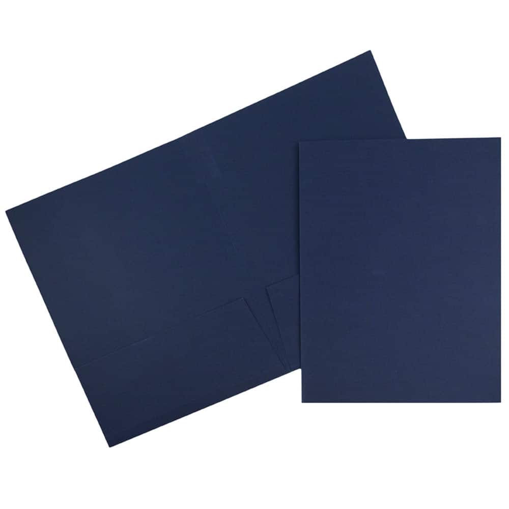 JAM Paper Navy Blue 2-Pocket Textured Linen Business Folders, 50ct.