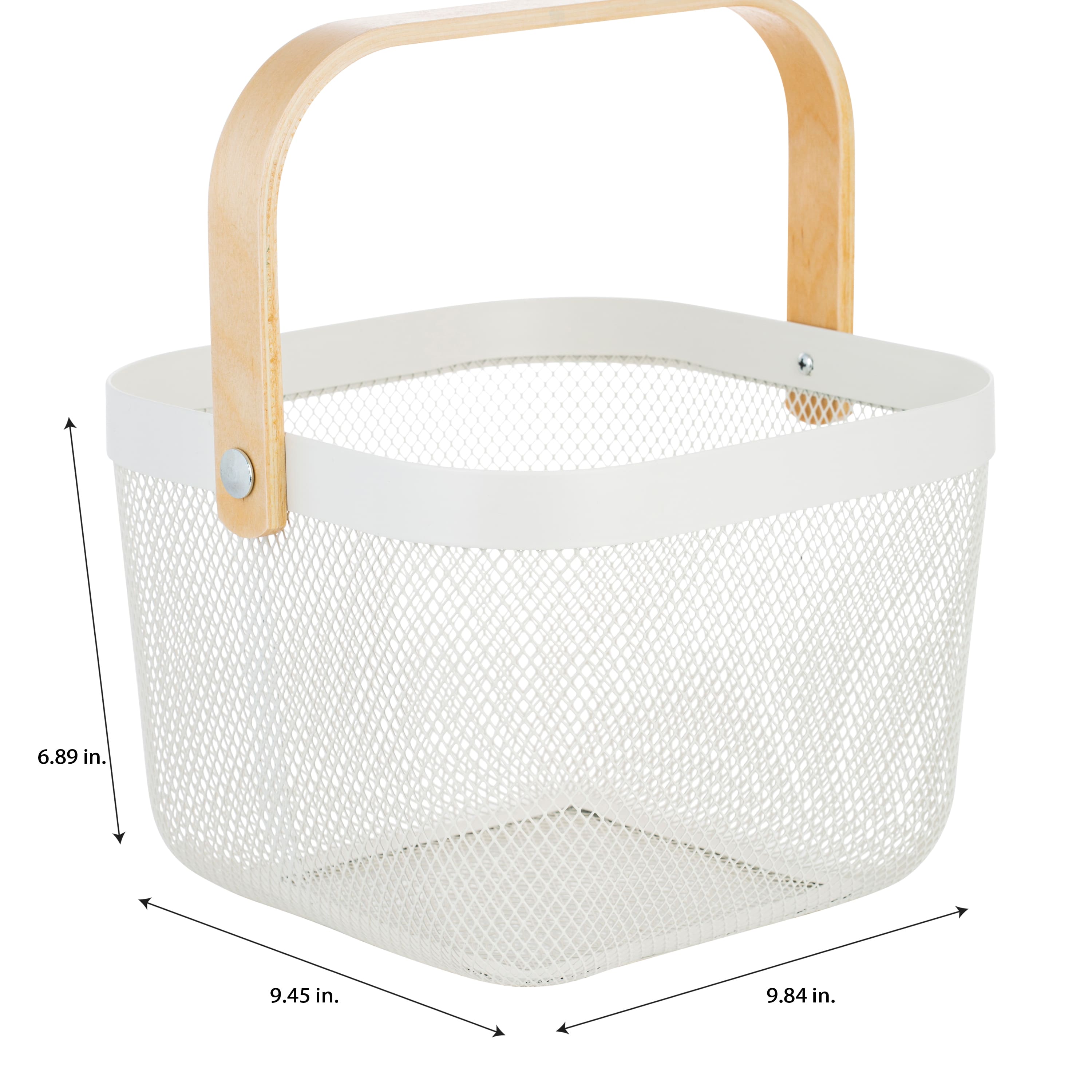 Simplify White Mesh Tote with Bamboo Handle