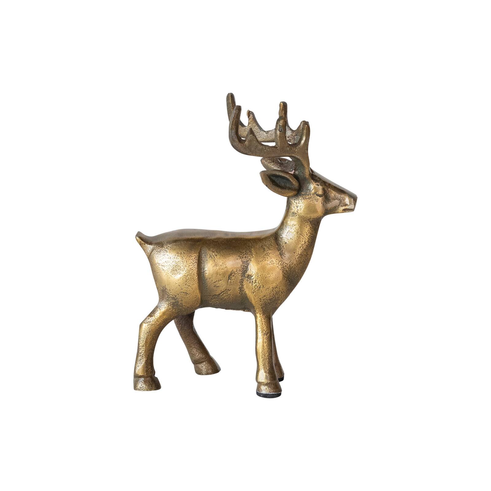 Hello Honey&#xAE; 6.75&#x22; Antique Gold Finish Cast Aluminum Reindeer
