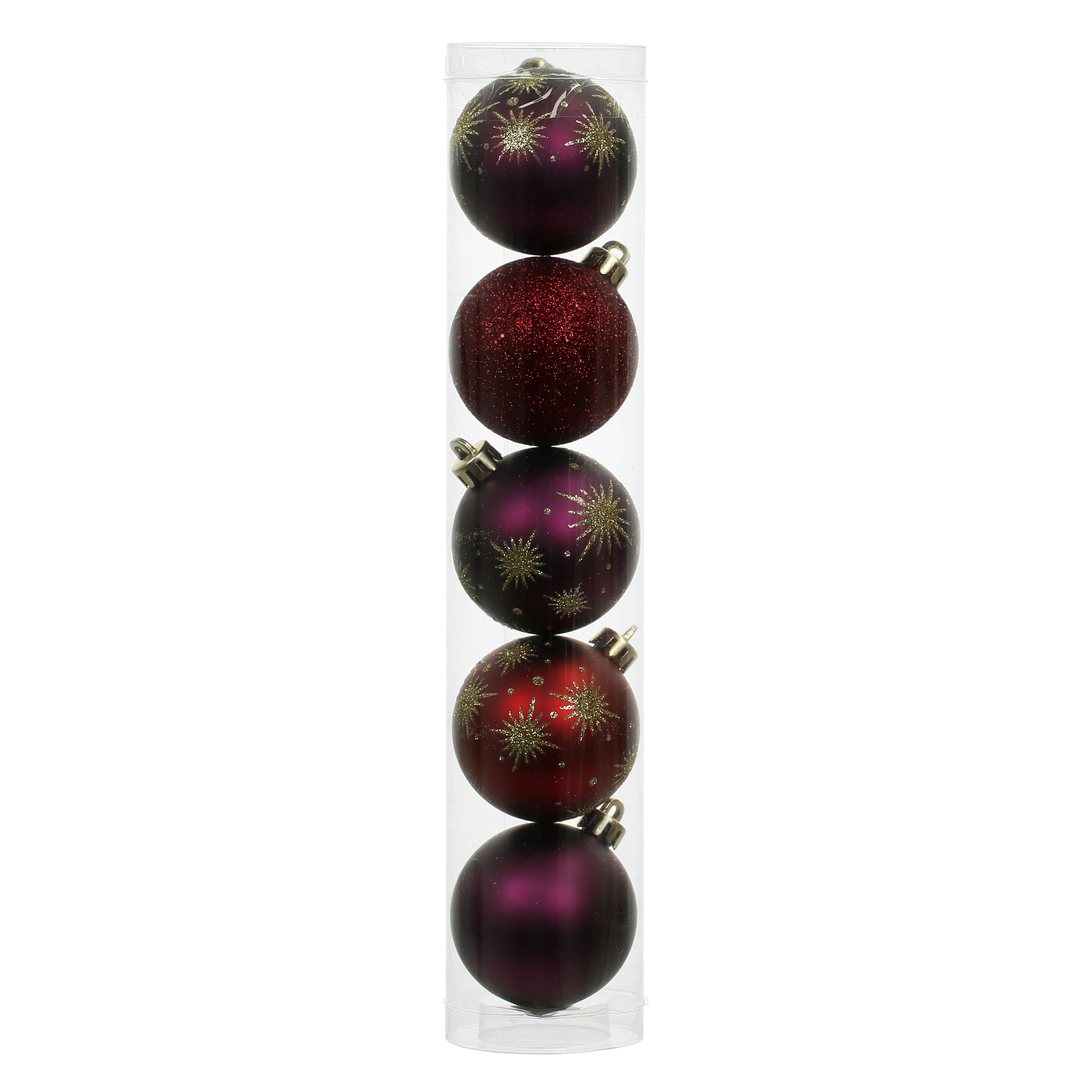 5 Pack 2.2&#x22; Burgundy Shatterproof Ball Ornaments by Ashland&#xAE;