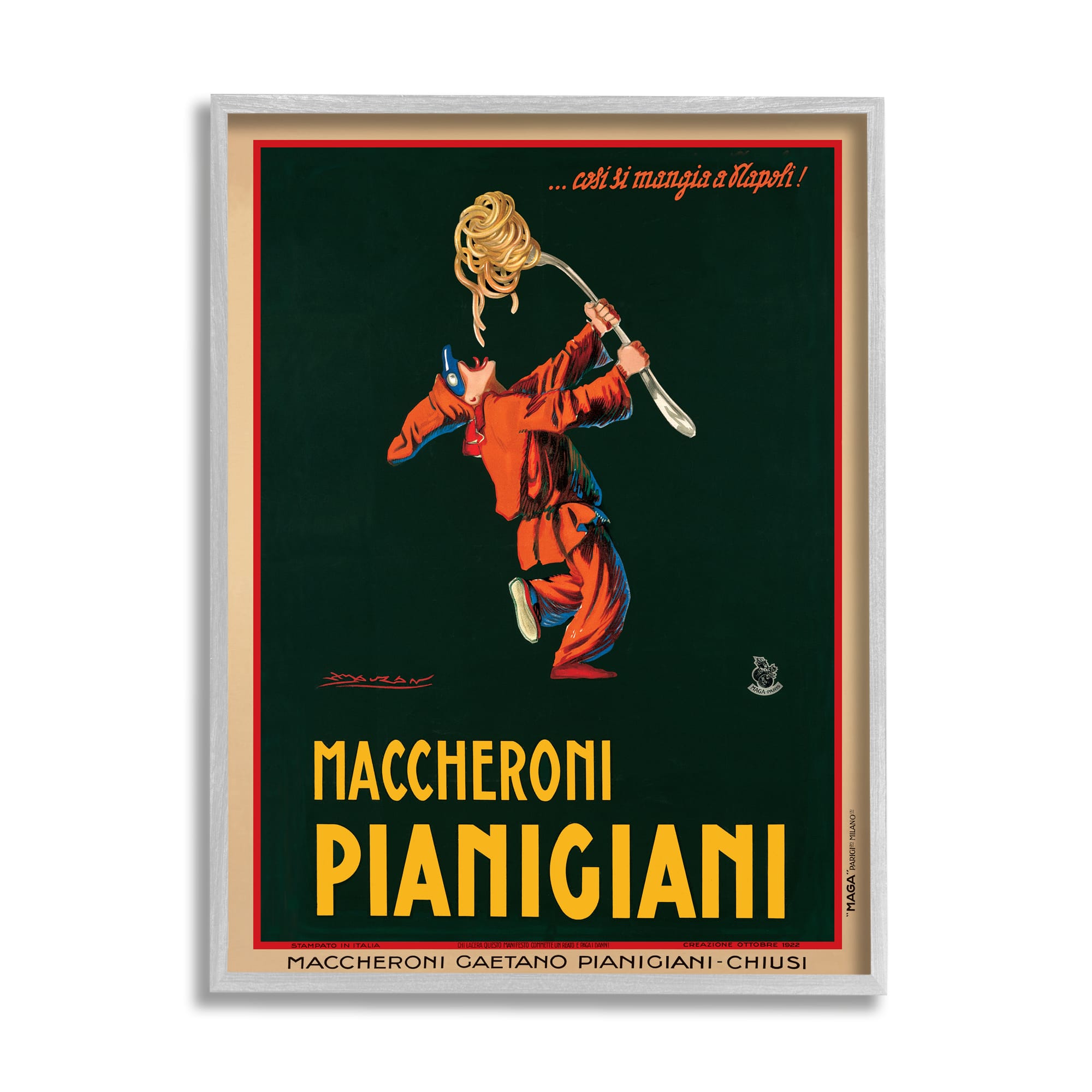 Stupell Industries Maccheroni Pianigiani Vintage Poster Wall Accent with Gray Frame