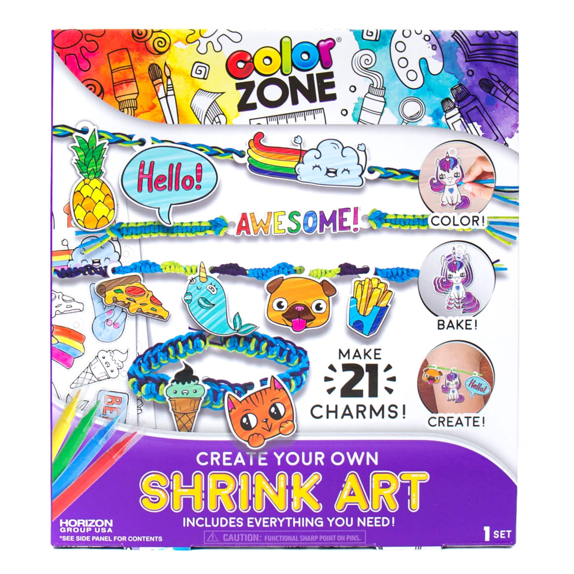 12 Pack: Color Zone® Create Your Own Shrink Art Jewelry Kit