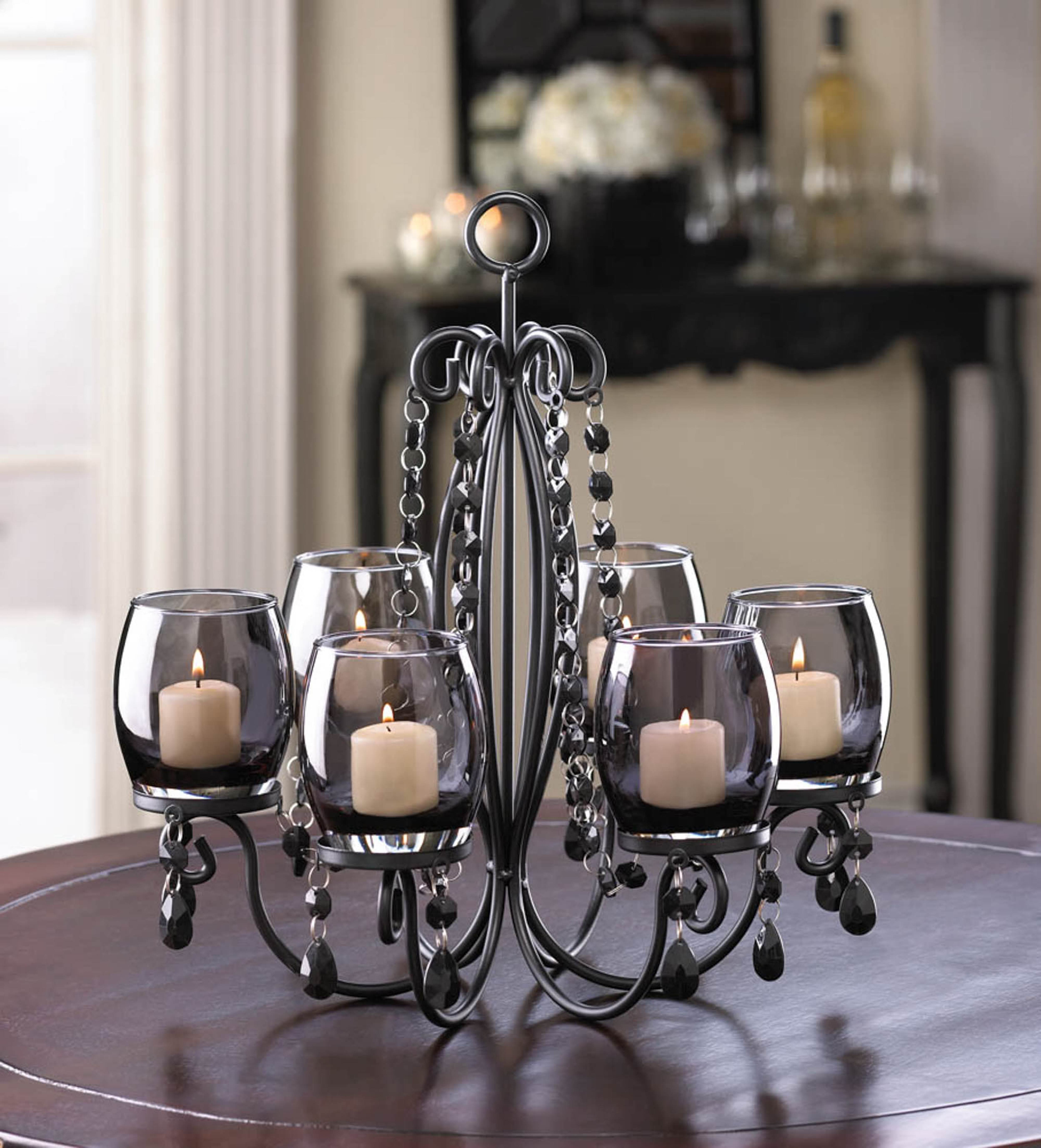 14" Midnight Elegance Candle Chandelier