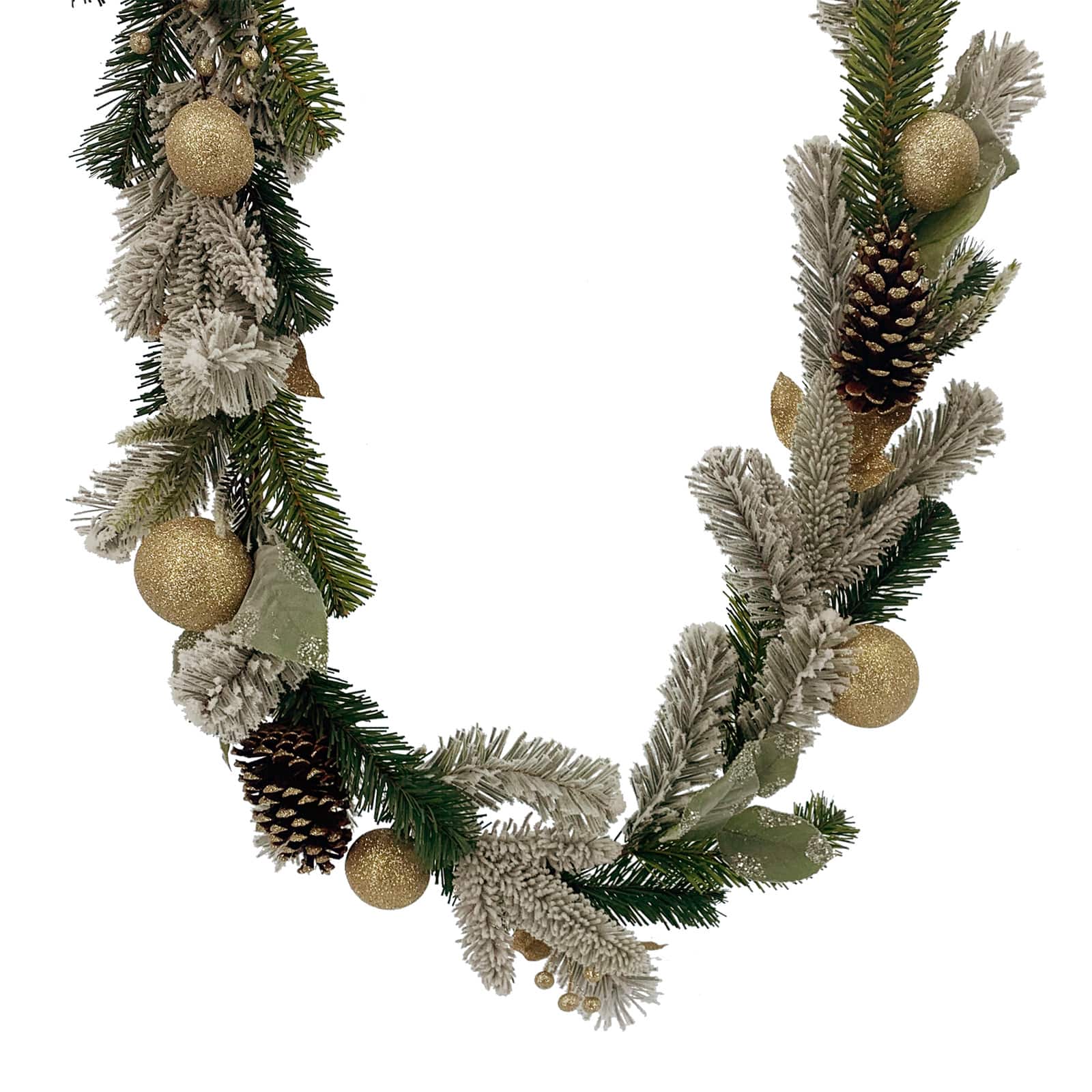 6ft. Green & Ivory Pine with Gold Ornament & Pinecone Garland by Ashland®