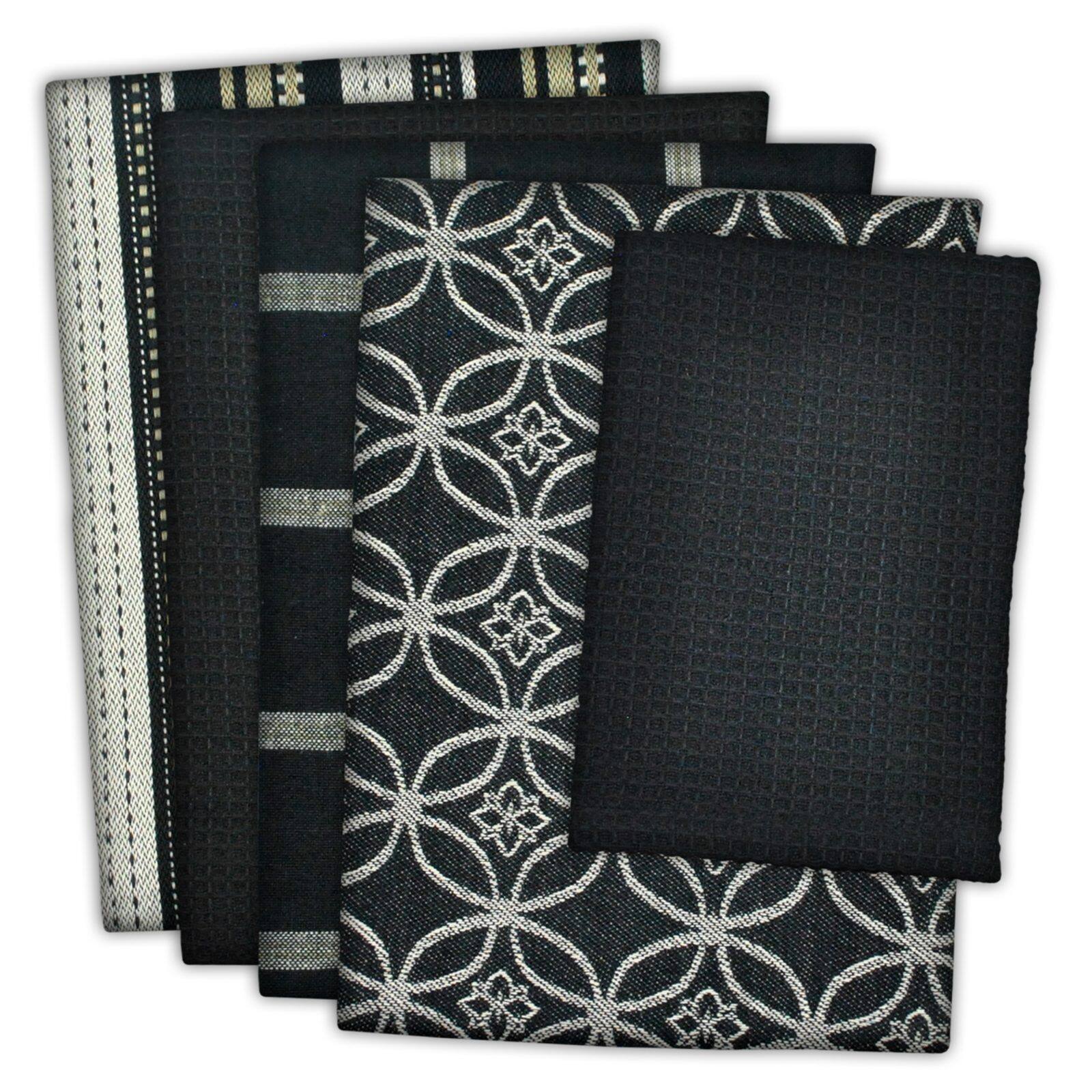 DII&#xAE; Black Dishtowel &#x26; Dishcloth Set