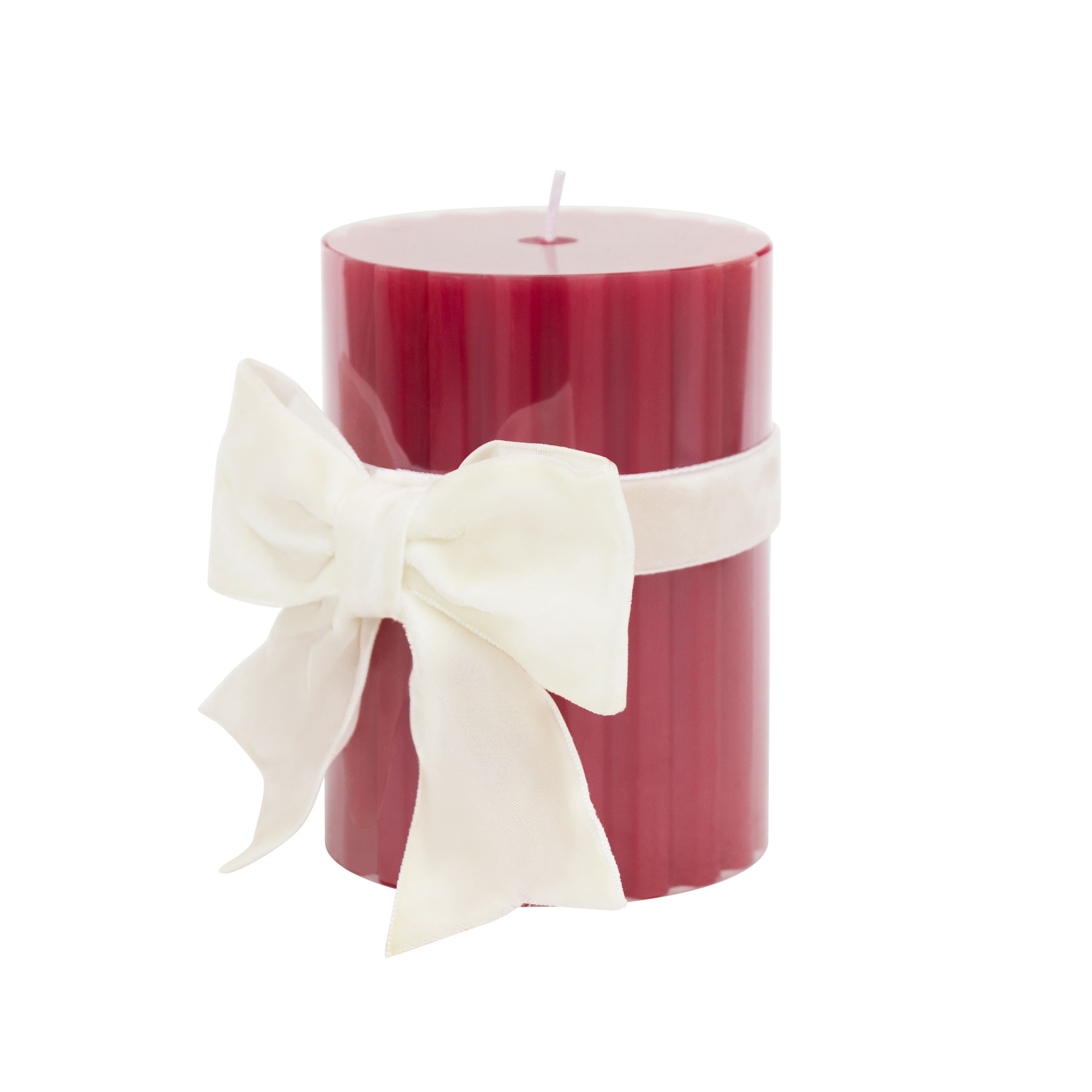 Red with White Bow Sparkling Cider Scented Pillar Candle by Ashland®
