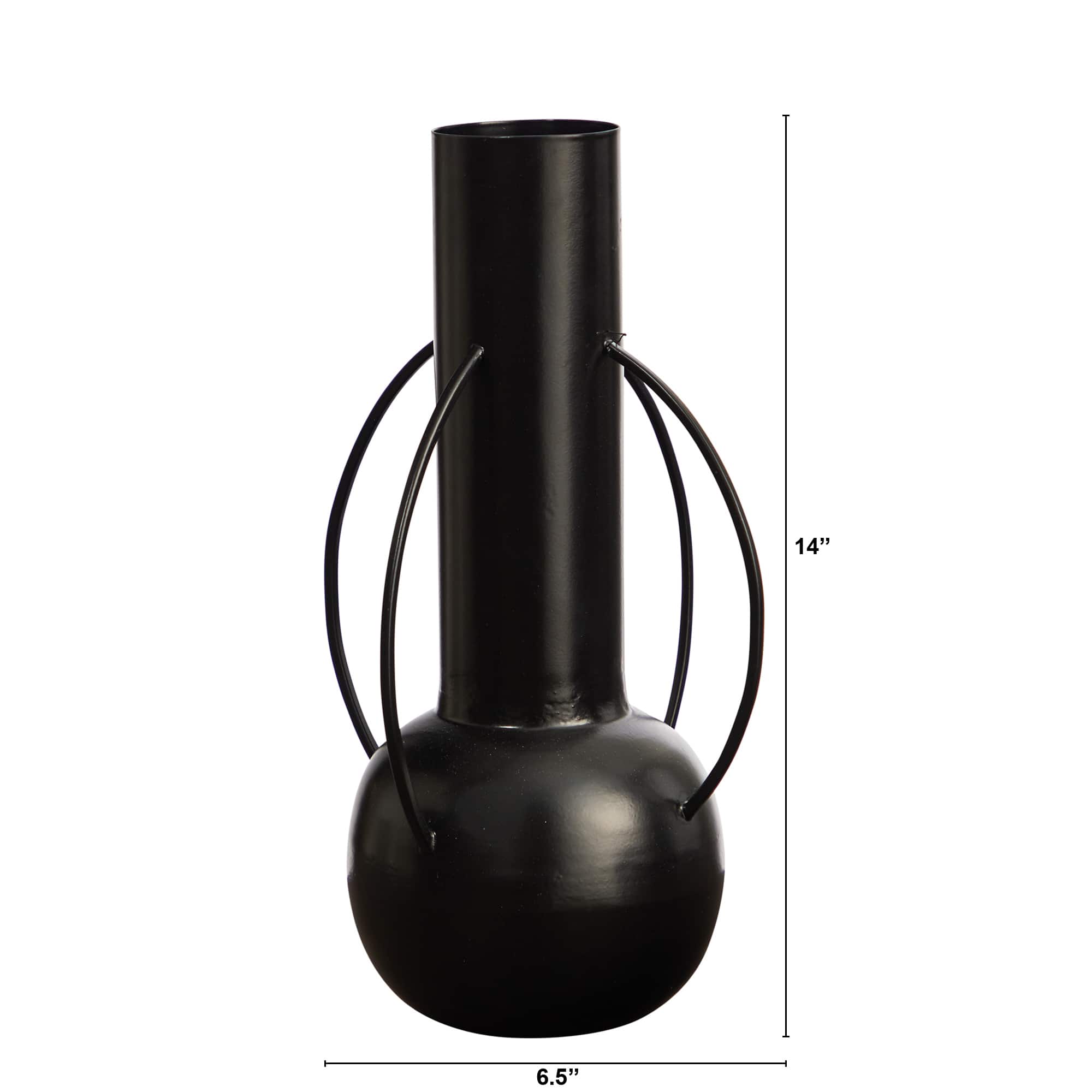14" Black Contemporary Metal Vase