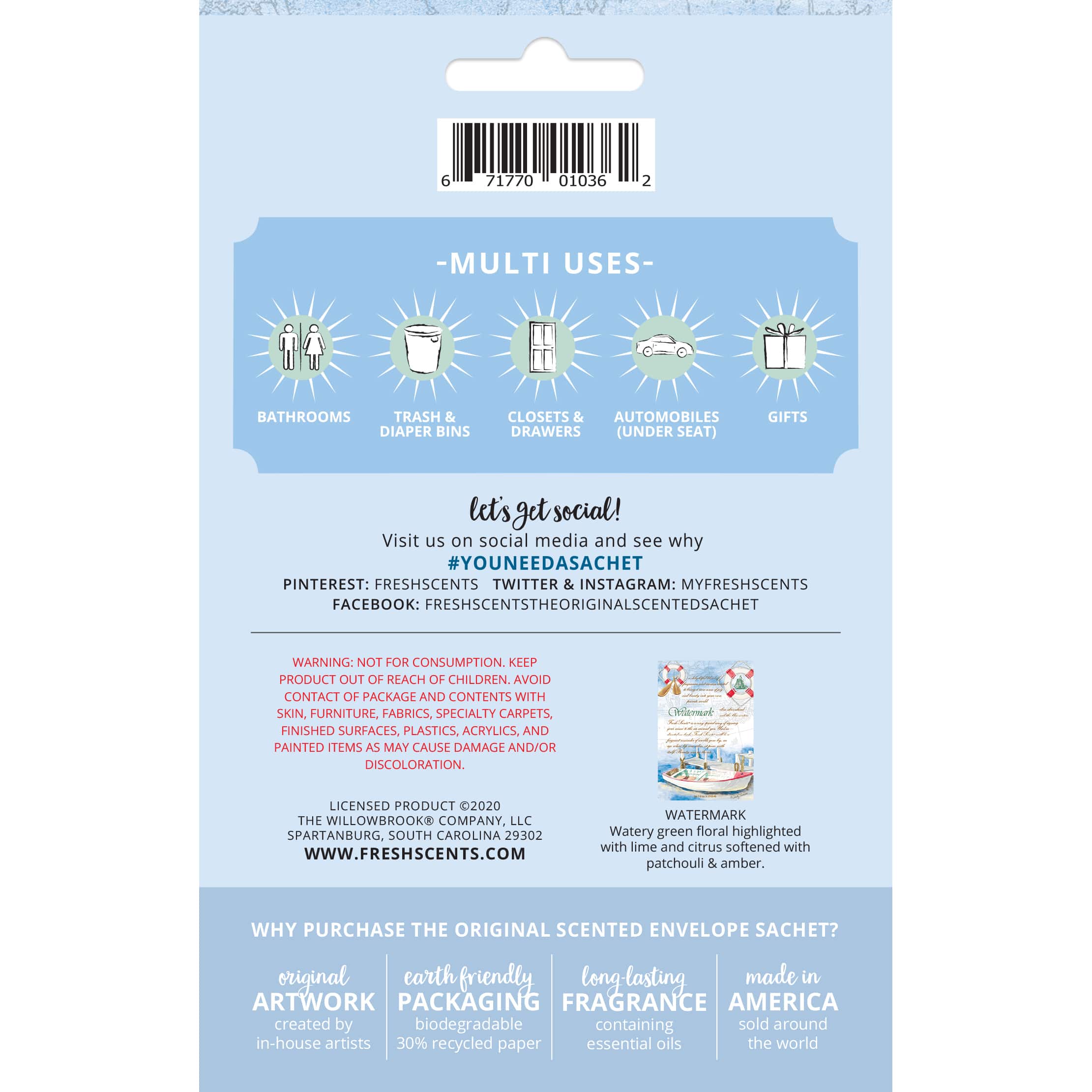 Willowbrook® Fresh Scents™ Watermark Fragrance Sachets