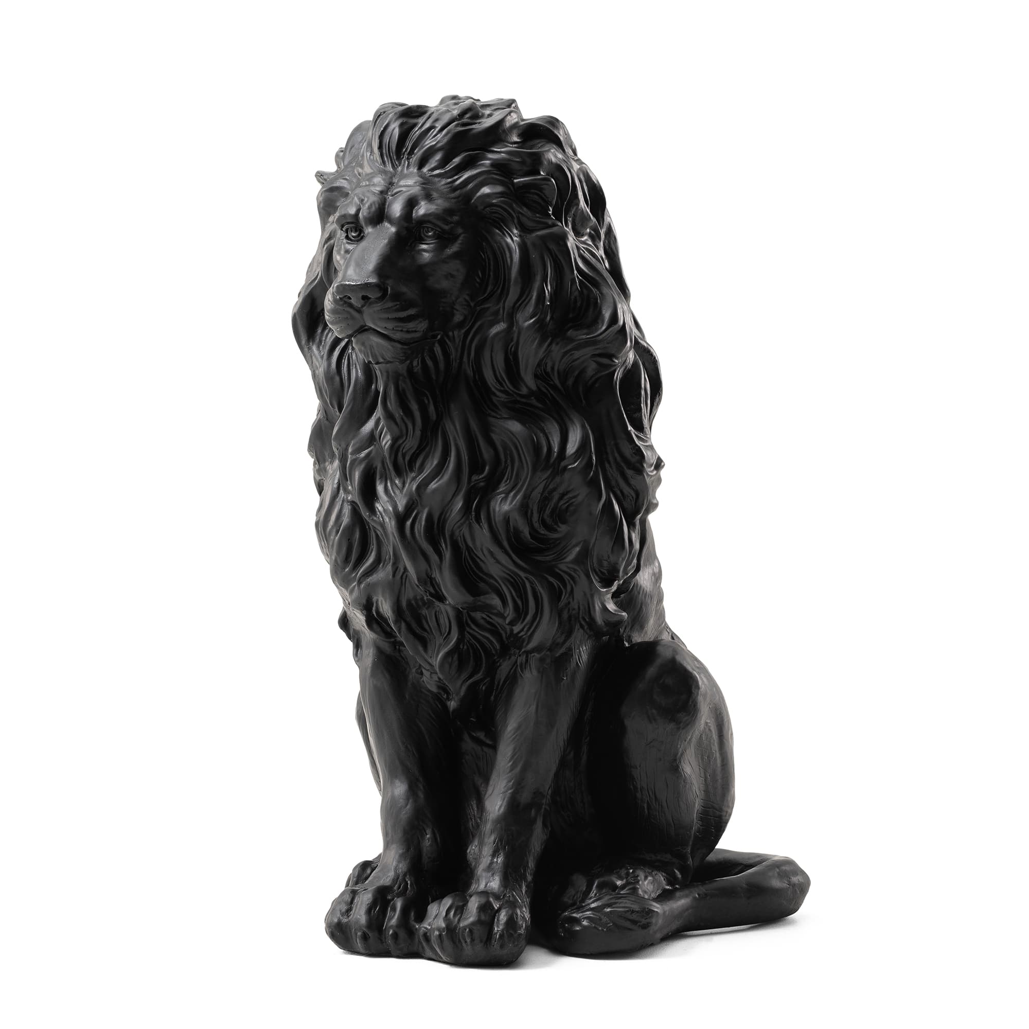 Glitzhome&#xAE; 21&#x22; Black Sitting Lion Garden Statue