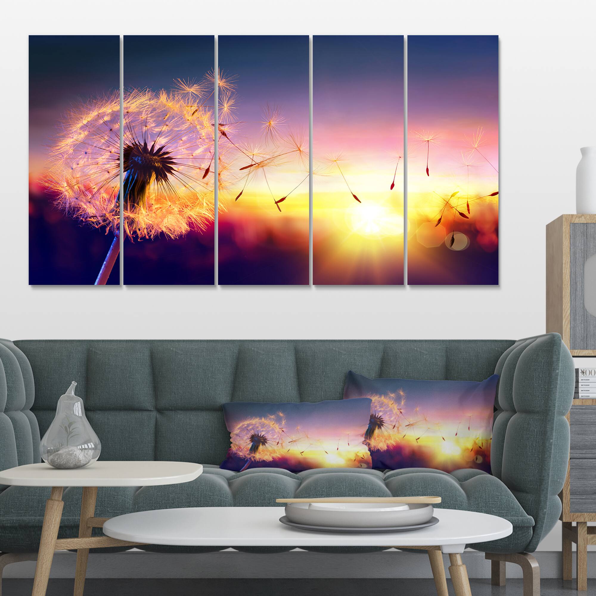 Designart - Dandelion at Sunset Freedom to Wish - Abstract Wall Art Canvas