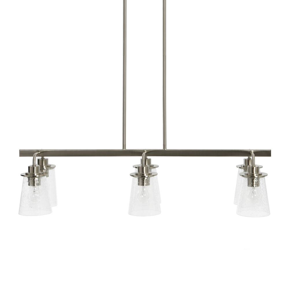 Hello Honey® Robert Stevenson Lighting Jameson Metal & Seedy Glass 6-Light Linear Chandelier