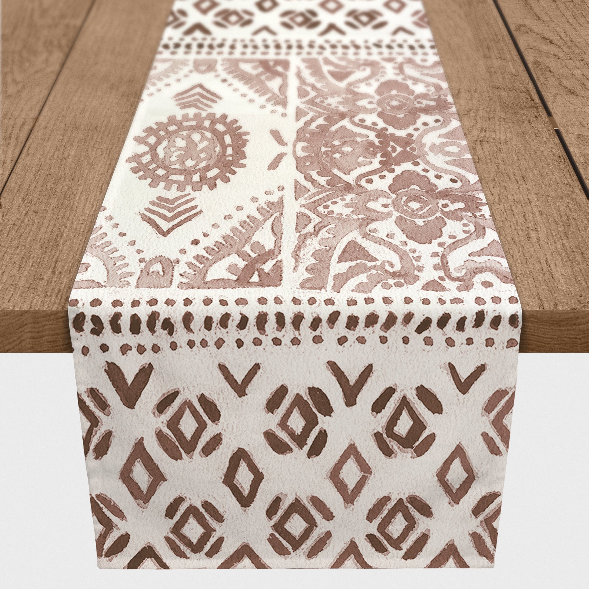 72" Deep Red Pattern Poly Twill Table Runner