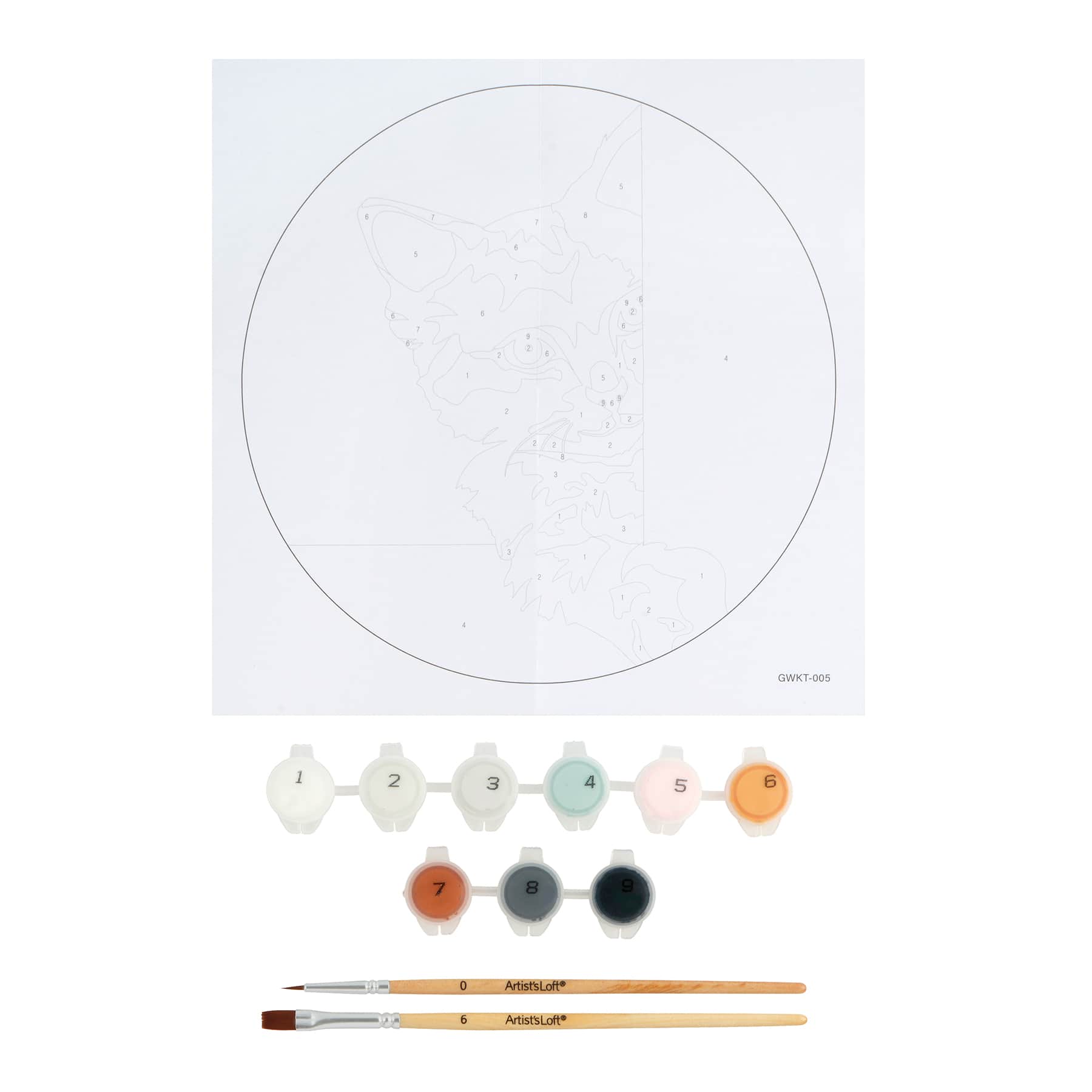 Cat Paint-by-Number Round Plywood Surface Kit by Artist's Loft®