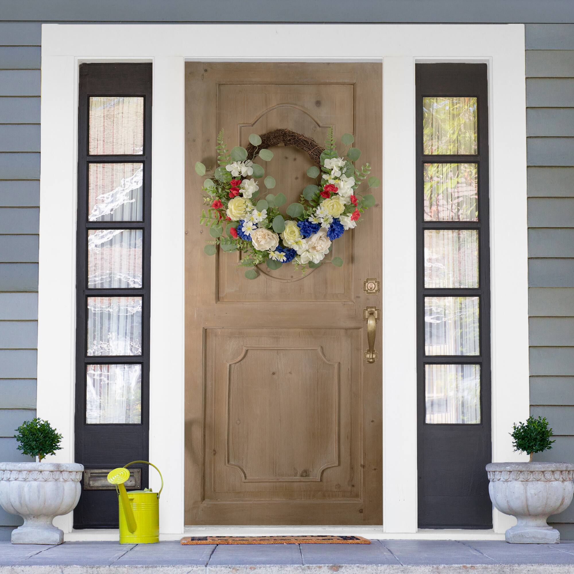 24&#x22; Americana Mixed Floral Patriotic Grapevine Wreath