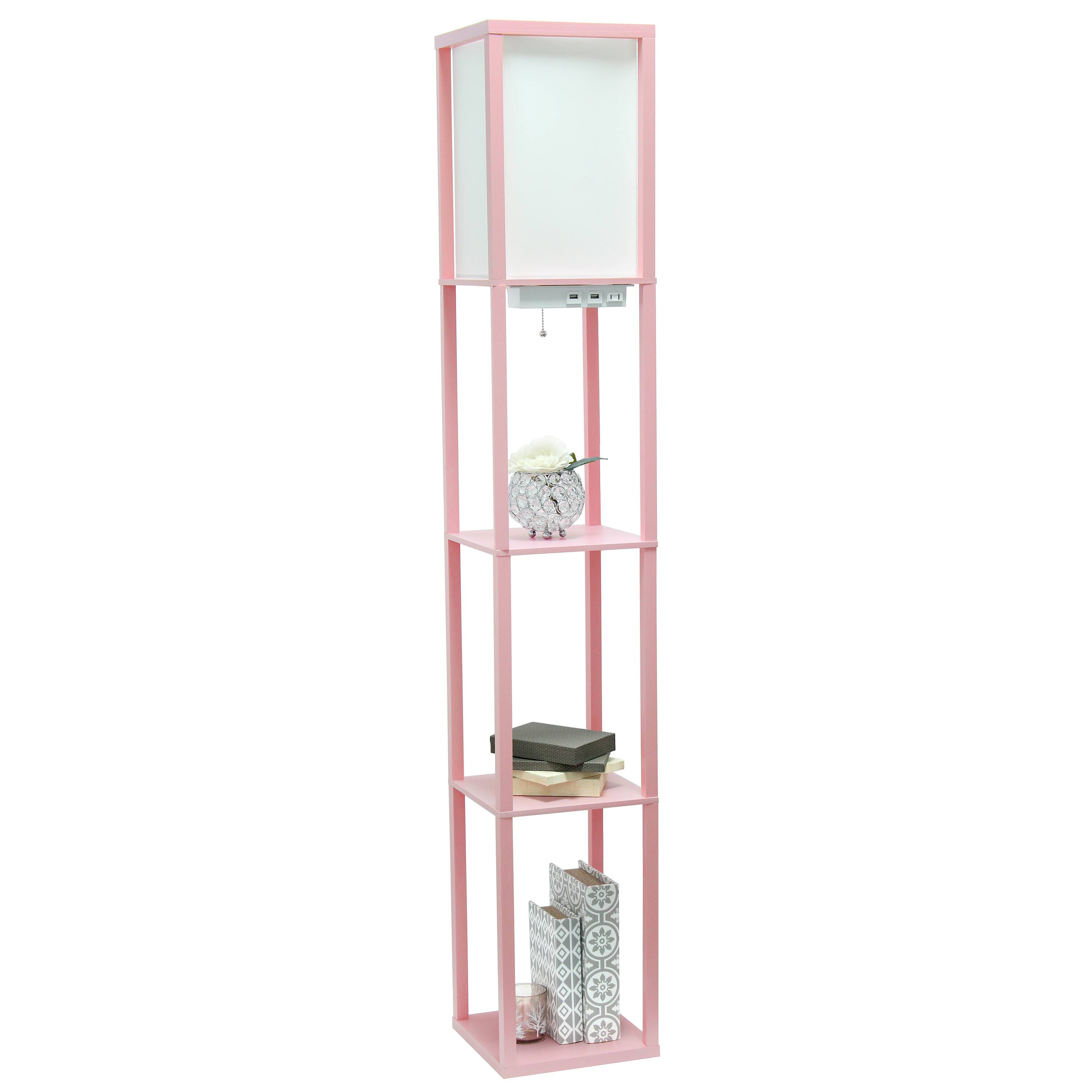 Simple Designs Floor Lamp with 2 USB Charging Ports/1 Outlet