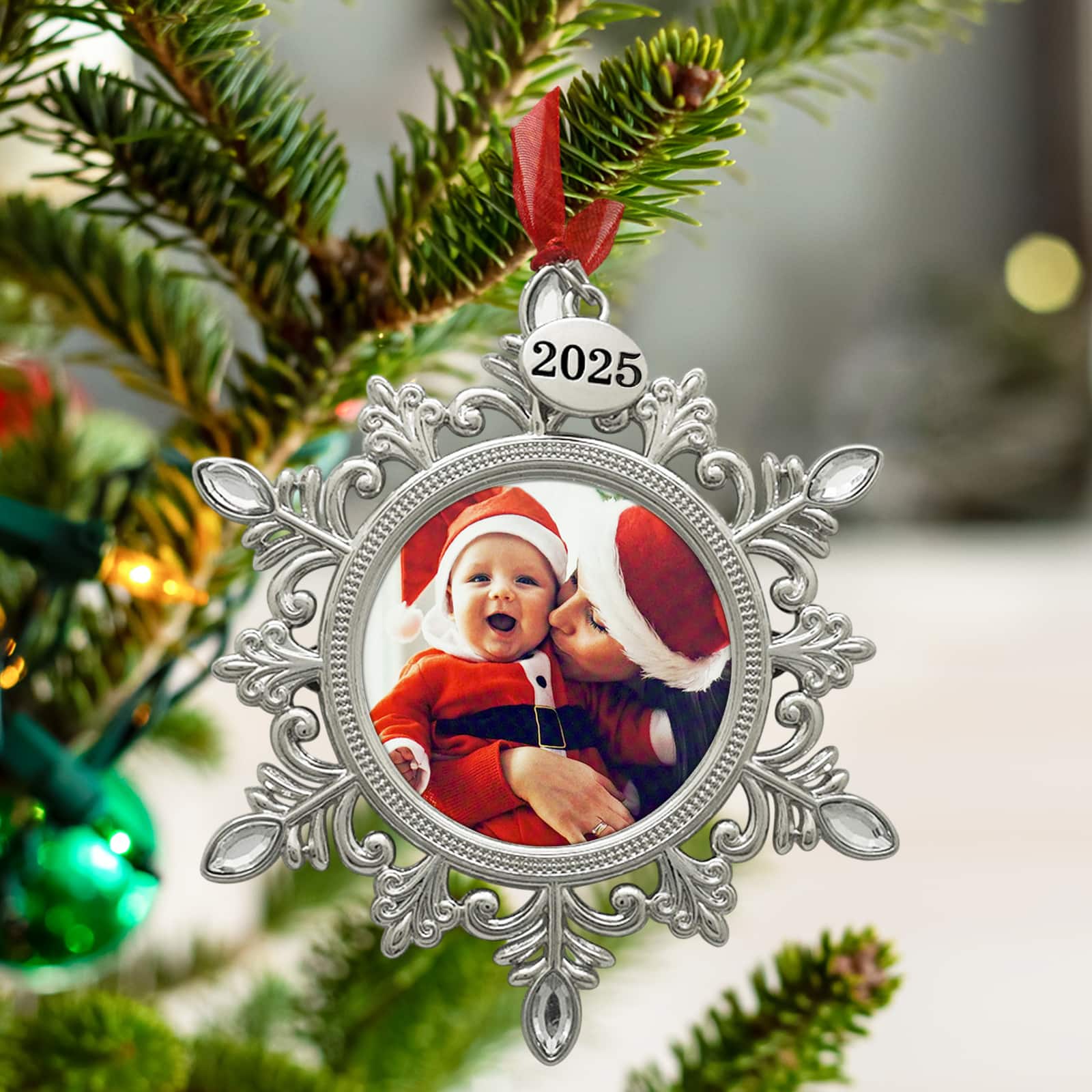 2&#x22; x 2&#x22; Silver Jeweled Snowflake Metal Ornament Frame by Studio D&#xE9;cor&#xAE;