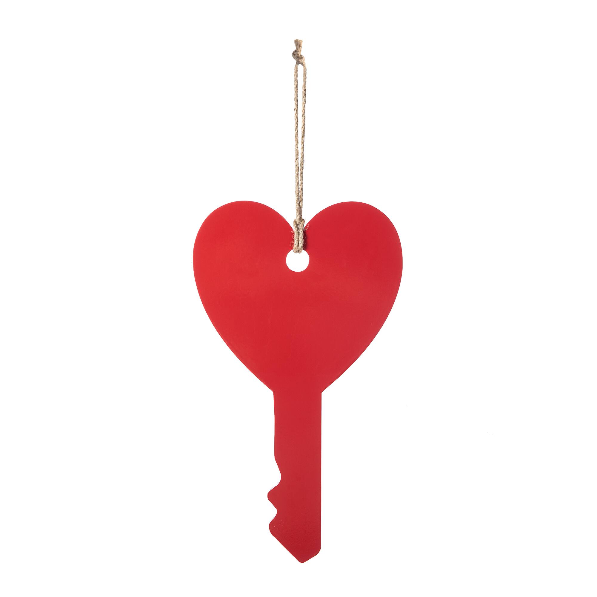 Glitzhome&#xAE; 14&#x22; Valentine&#x27;s Wooden Key-Shaped Door Hanger