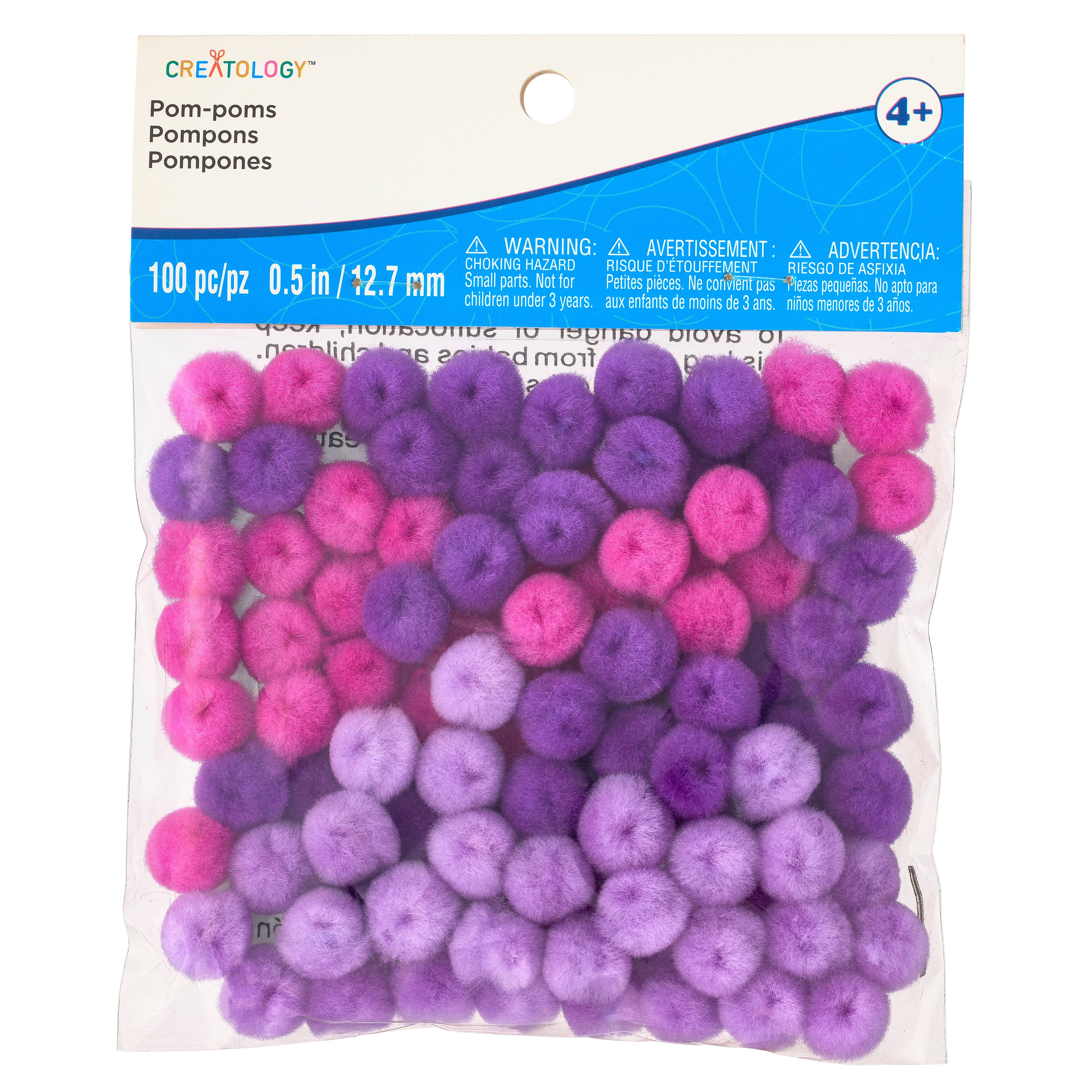 24 Packs: 100 ct. (2,400 total) 1/2" Mixed Purple Pom Poms By Creatology™