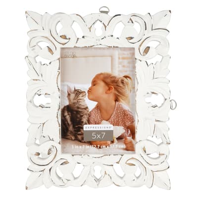 Whitewash Fleur-De-Lis Frame, 5"" x 7"", Expressions™ By Studio Décor® image