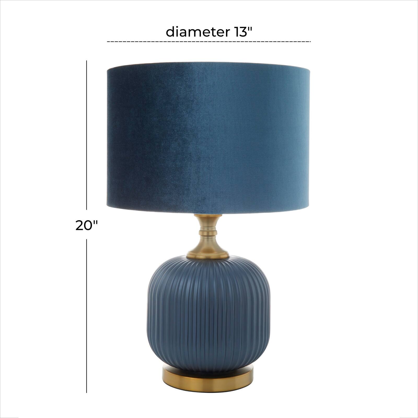 Blue Glass Transitional Table Lamp, 20" x 13" x 13"