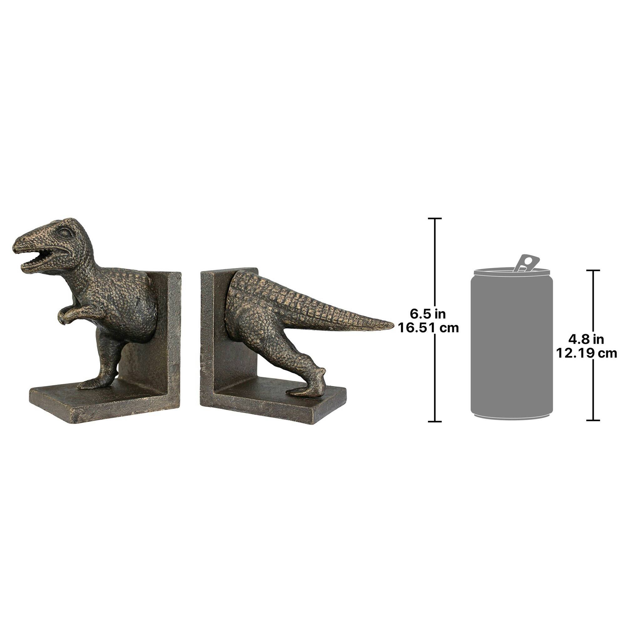 11.5" T-Rex Dinosaur Cast Iron Sculptural Bookend Set