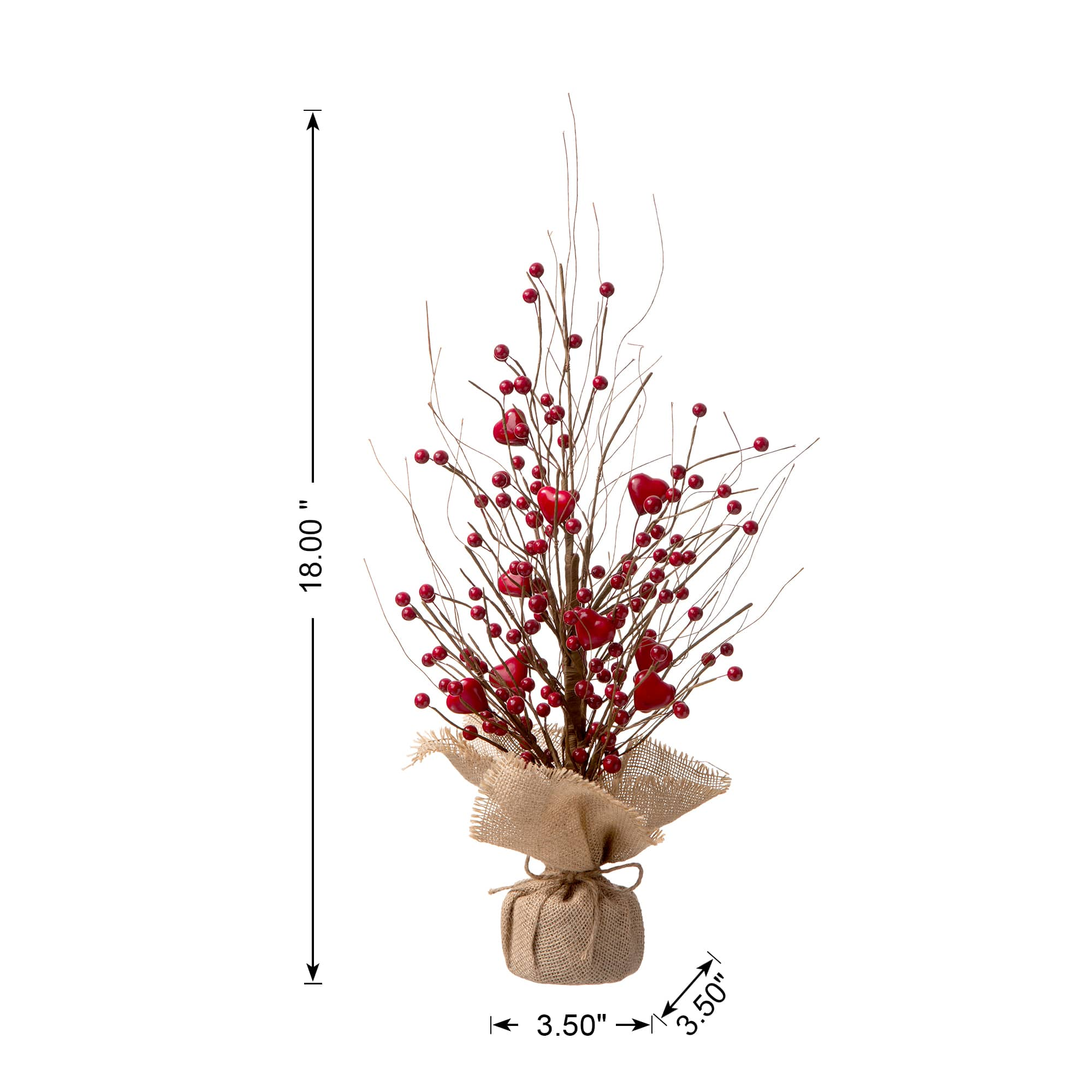 Glitzhome&#xAE; 18&#x22; Valentine&#x27;s Berry Heart Table Tree